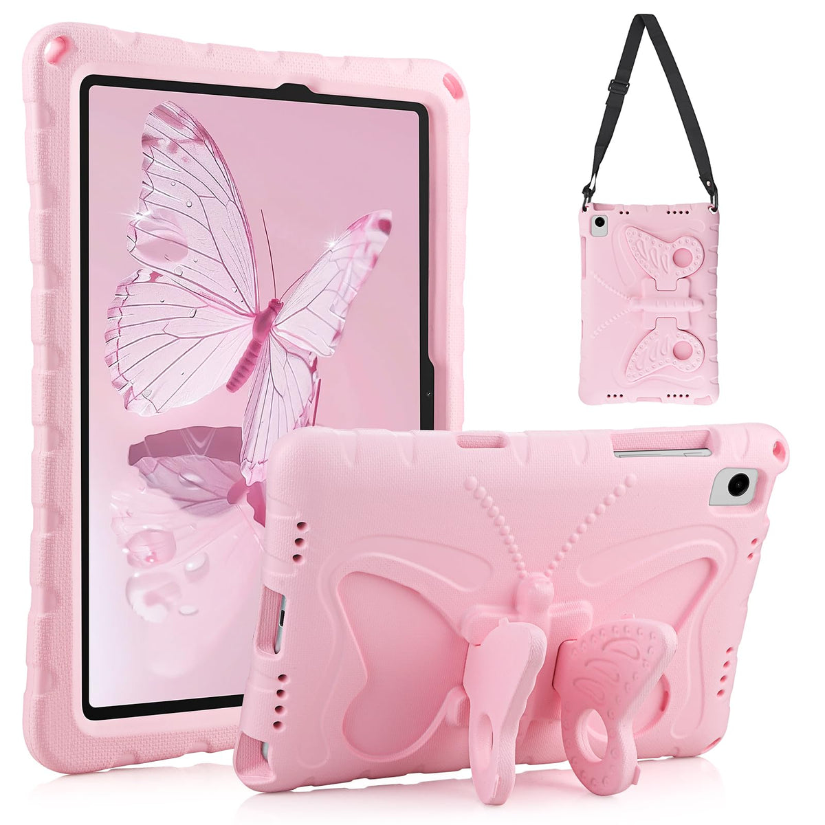 Aolcev for Samsung Galaxy Tab A11+ Plus 11 Inch 2025/A9+ Plus 2023 for Kids Girls with Butterfly Wings Stand Shoulder Strap Soft Light EVA Rugged