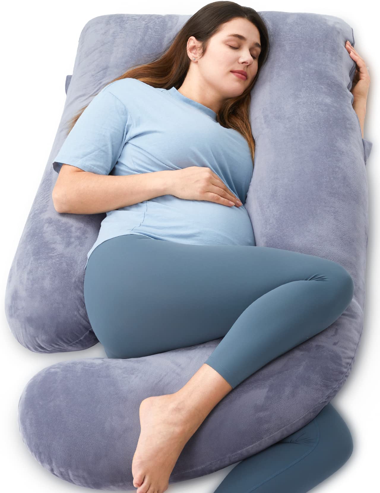 momcozy Pregnancy Pillows for Sleeping, U Shaped Full Body Maternity Pillow with Removable Cover - Support for Back, Legs, Belly, HIPS for Pregnant