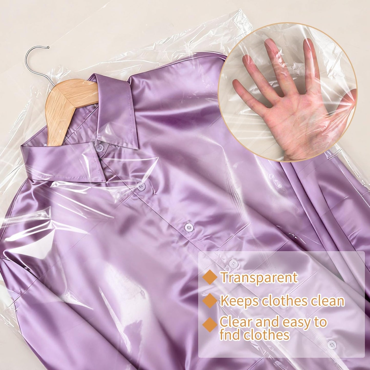 35 Pack Plastic Clothes Covers, Dry Cleaning Bags, Garment Bags 60 * 140 cm