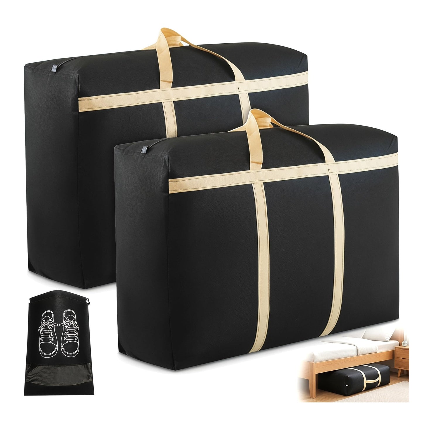 2Pcs Extra Large Storage Bags, 230L Thickened Jumbo Oxford Zipped