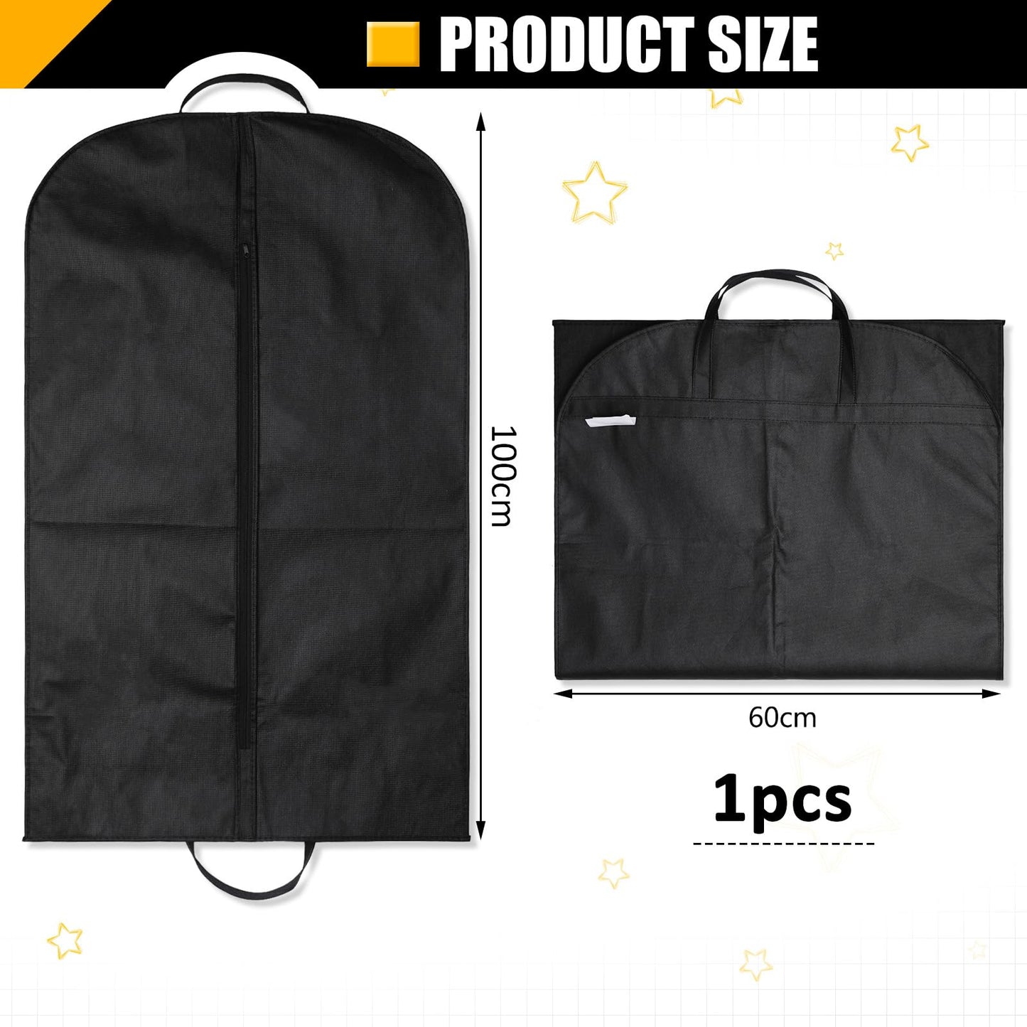 1 Pack Suit Bag Suit Cover For Men, Suits Carrier With Handles And Gusset