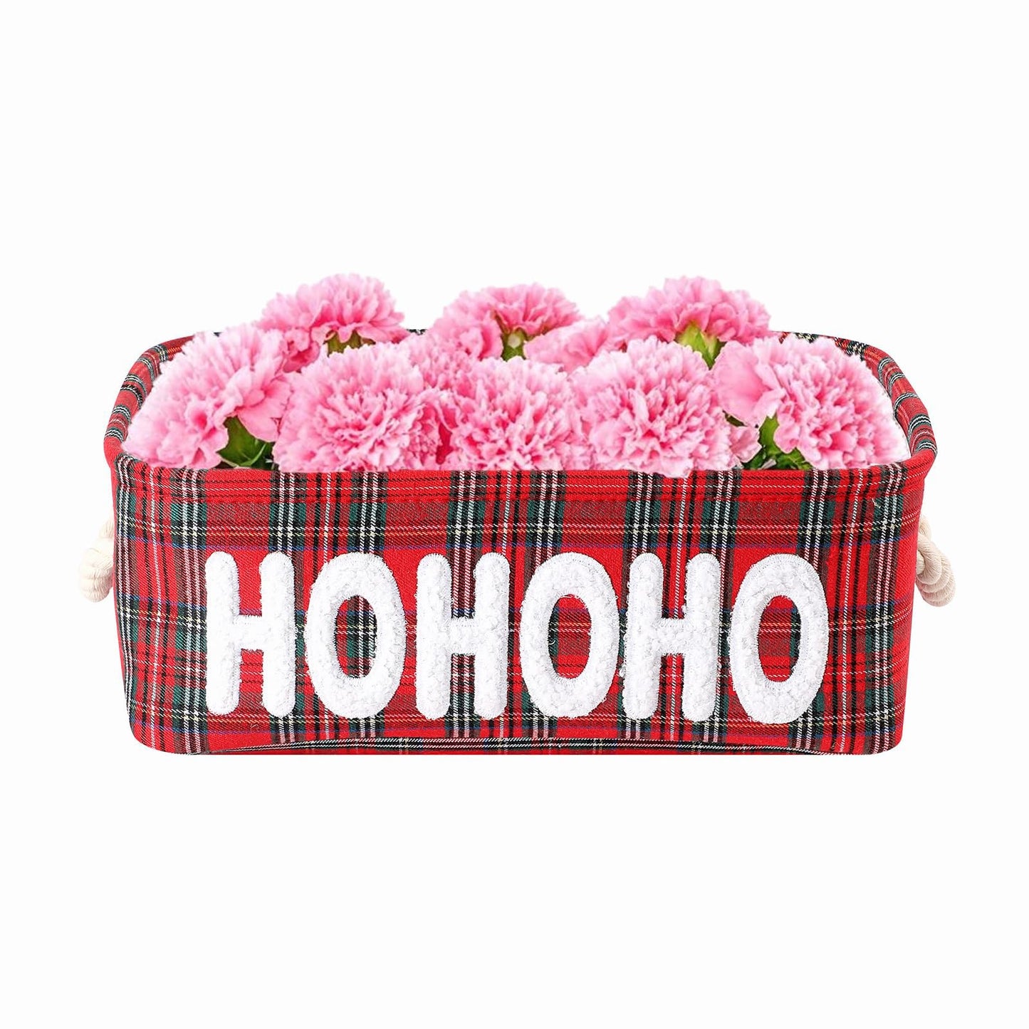 Mothers Day Gifts Basket Empty Boxes with Lid Farmhouse Ornament Box Storage Basket Canvas Bins for Christmas Holiday Gifts Toy Storage Organizing