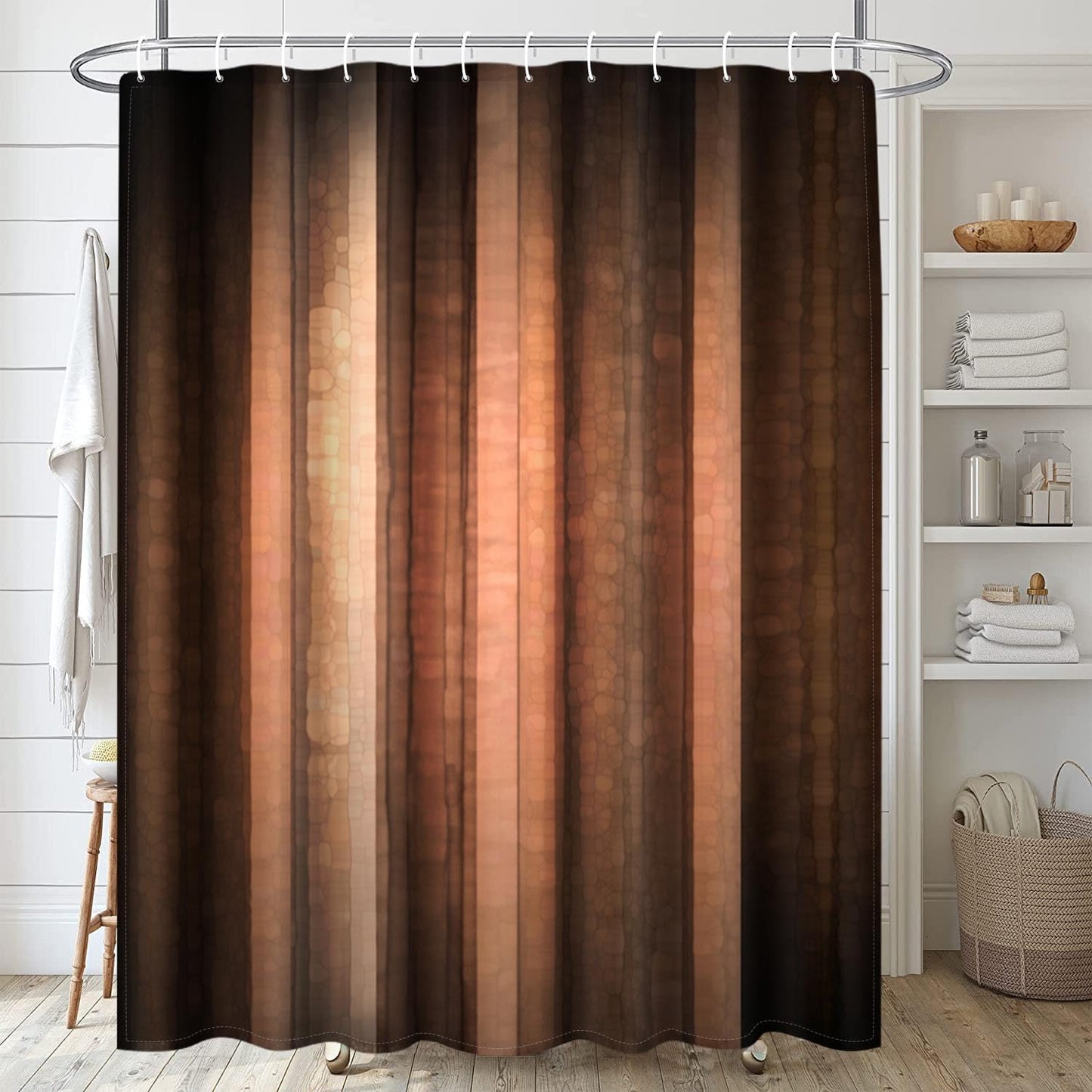 ArtSocket Orange Copper Pale Peach Bathroom Set with Shower Curtain and Rugs Accessories