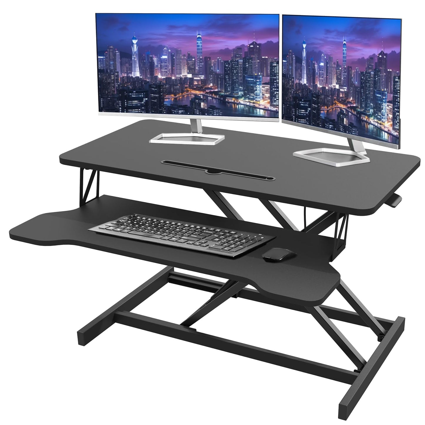 HomeRevel- Standing 80cm Desk Converter - Ergonomic Sit-Stand Desk Riser, Height Adjustable Desk Workstation for Monitors