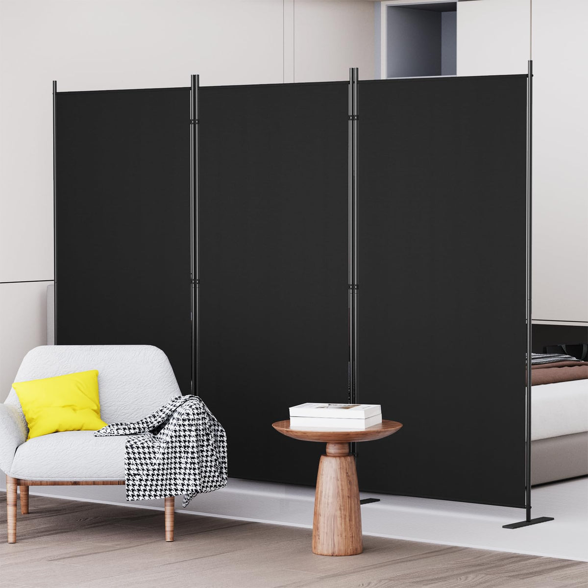 C-Hopetree 3 Panels Room Divider, 180cm Tall Indoor Folding Privacy Screen, Portable Partition Separator, Freestanding Separation Temporary Wall for