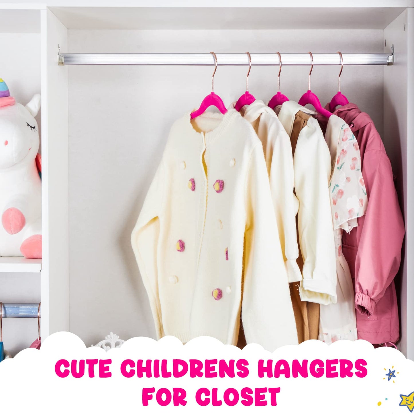 HOUSE DAY Velvet Kids Hangers 60 Pack, Premium Childrens Hangers for Closet, Ultra Thin Cute Clothes Hanger