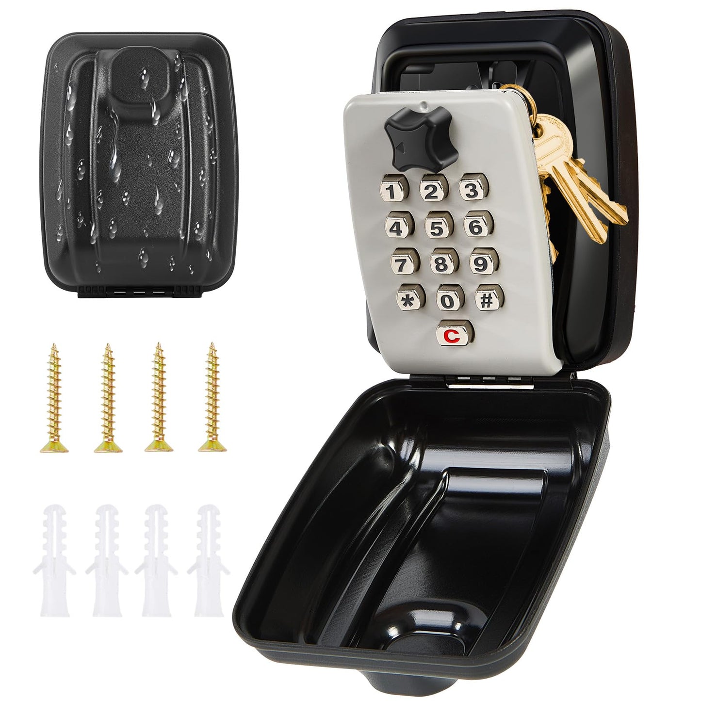 Unichefry Key Safe Wall Mounted Key Box with Waterproof Cover High Security Combination Lock Box Outdoor for Home Garage Office School Key Cabinets