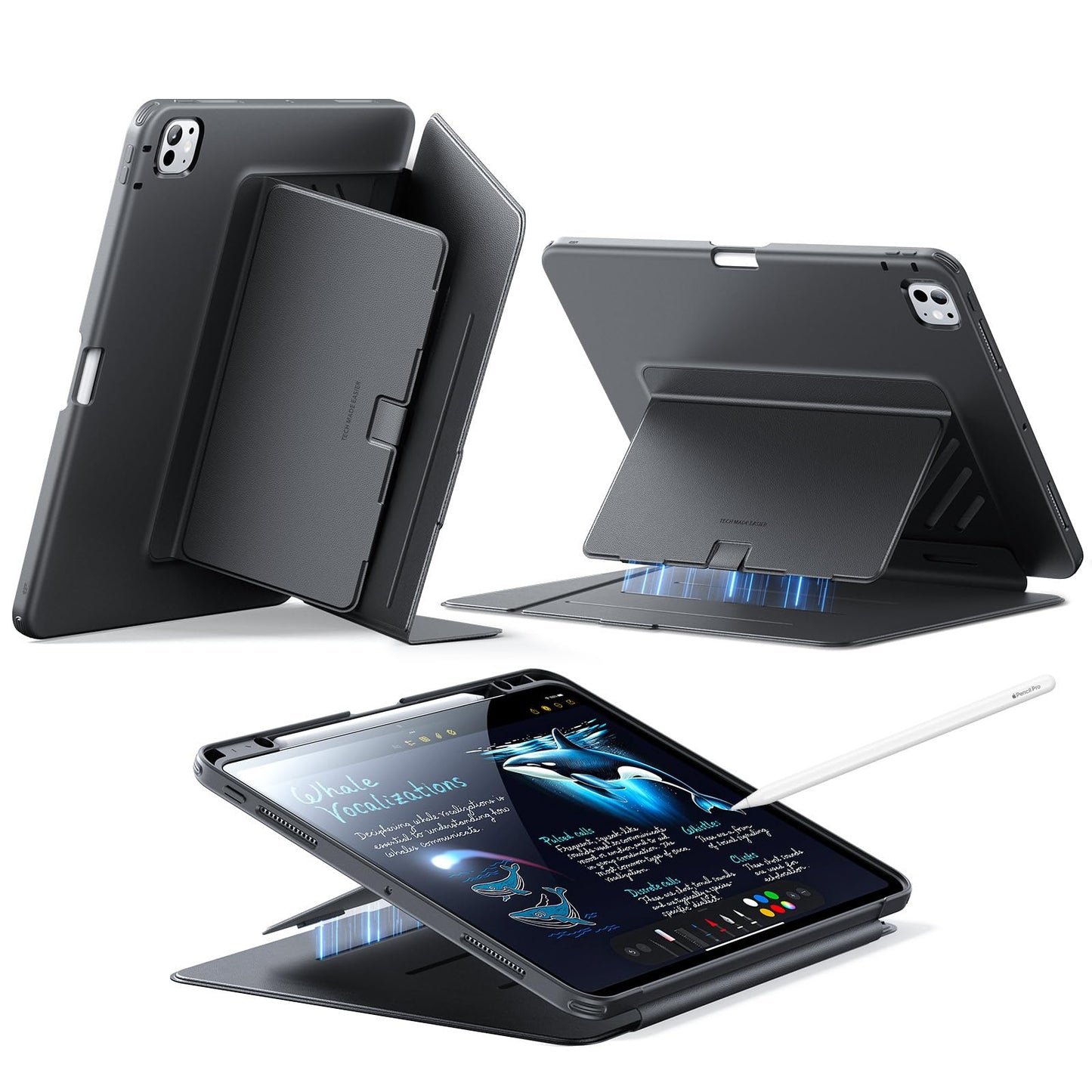 ESR for iPad Pro 13 inch Case M5/M4 (2025/2024), Vertical Stand Cover, Multi Stand Angles, Ultra-Stable Case for iPad Pro 13 (2025/2024) with Pencil