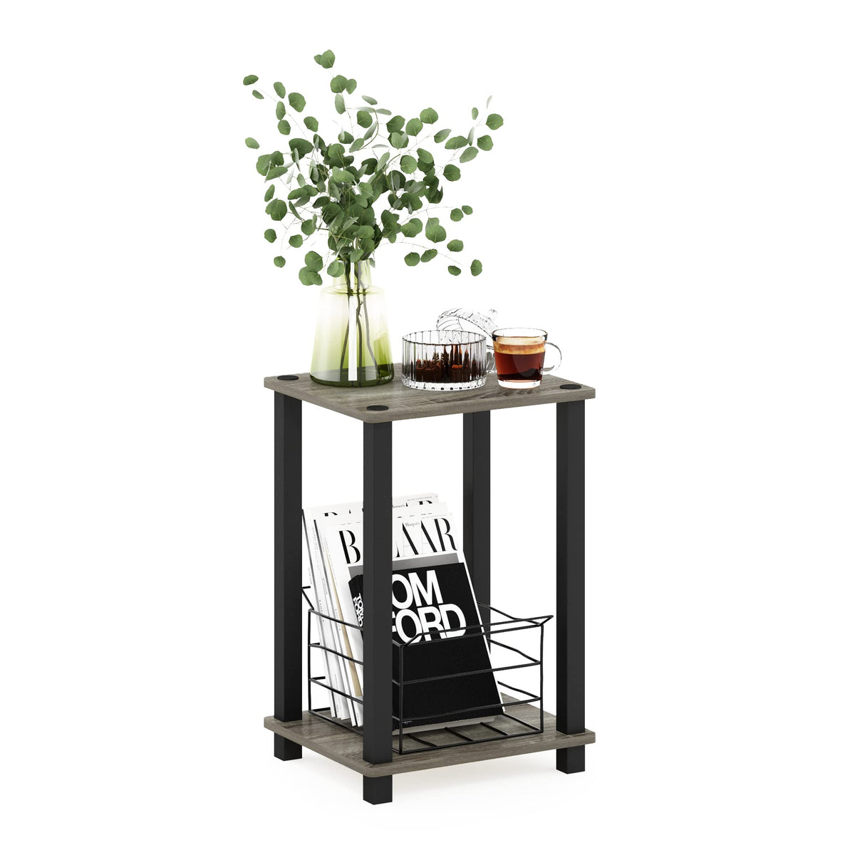 Furinno Simplistic Side Table, 2-Tier Small End Table with Open Shelf, Easy Assembly Toolless Night Stand, Nightstand, for Living Room, Bedroom