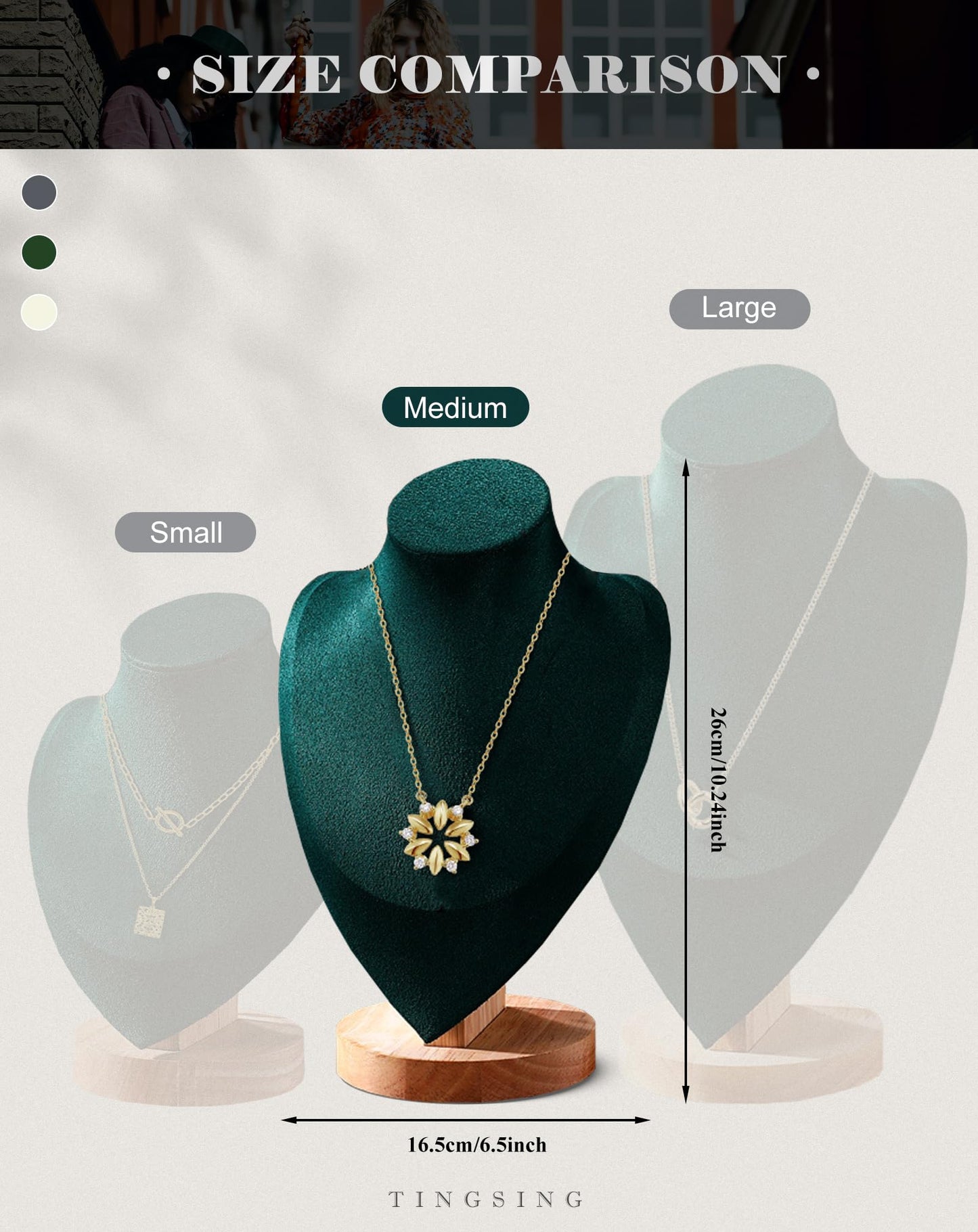 TINGSING Velvet Necklace Display Stand Jewelry Bust Display Stands