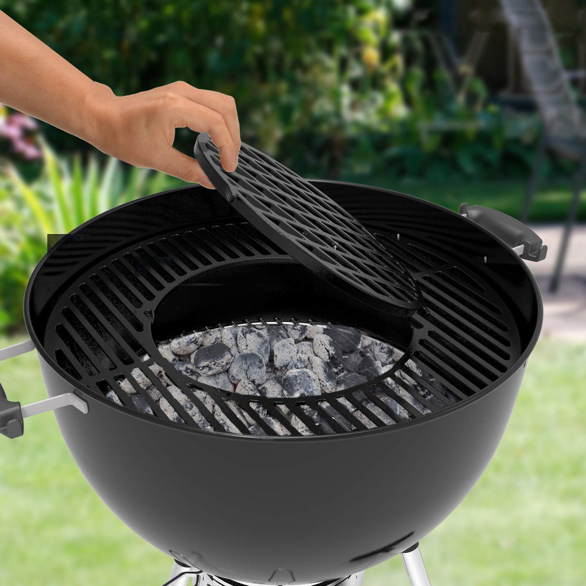 onlyfire Cast Iron Gourmet BBQ System Cooking Grate replacement for 57CM Weber Charcoal Grills