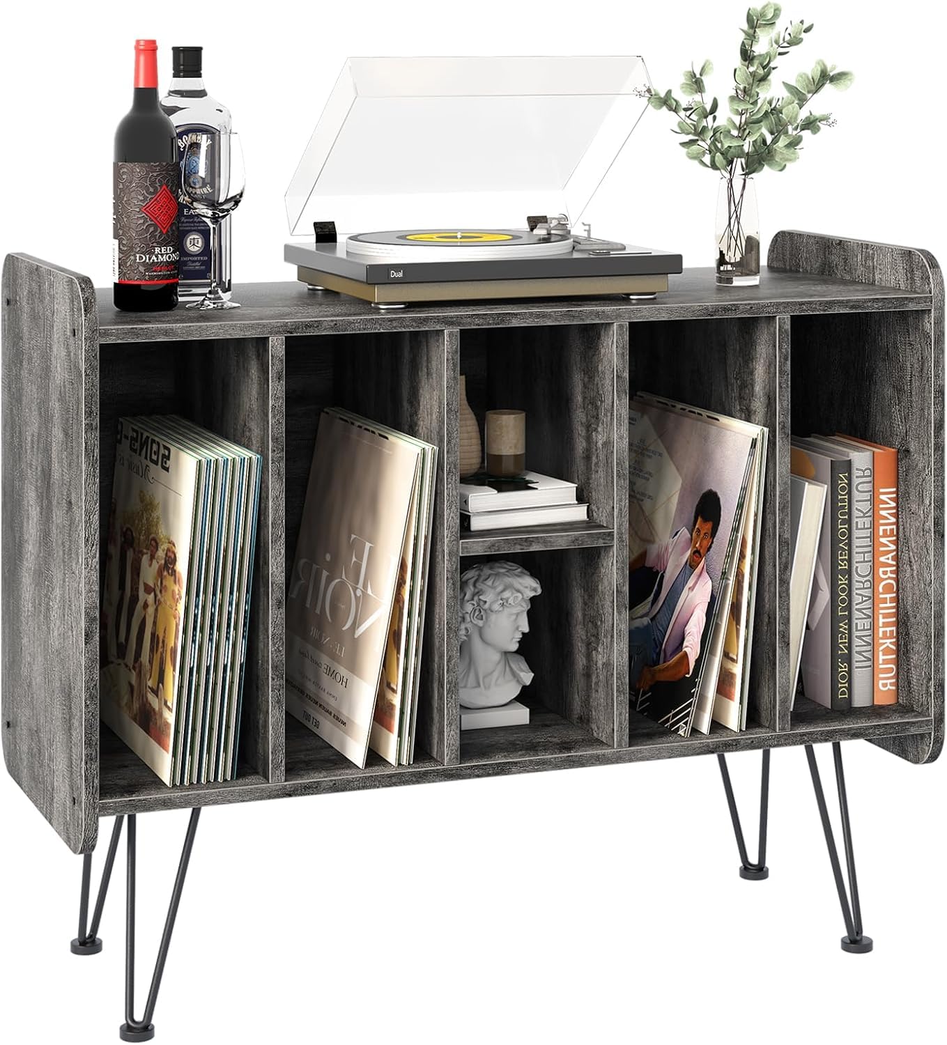 Huhote Record Player Stand, VinylRecord Storage 3 Tier End Table, Turntable Stand for Vinyl Player, RecordPlayer Table Up to 200 Albums