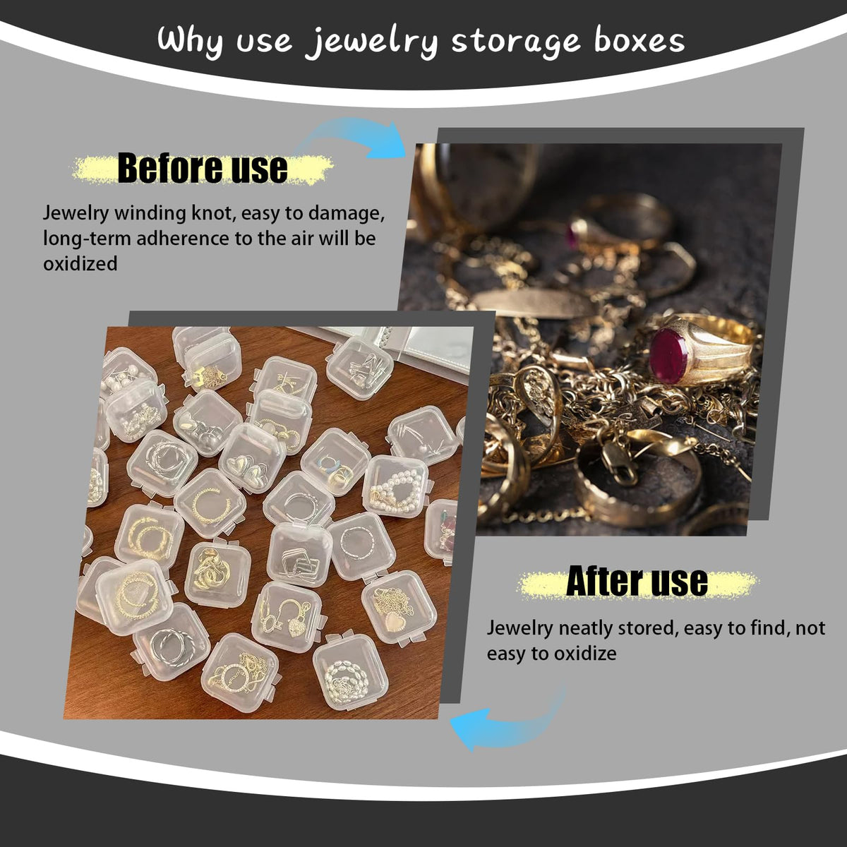Sgphrzlt 80 PCS Small Clear Jewelry Containers, Mini Transparent Bead Storage Box with Hinged Lids, Stackable Trinket Holder Case for Small Items