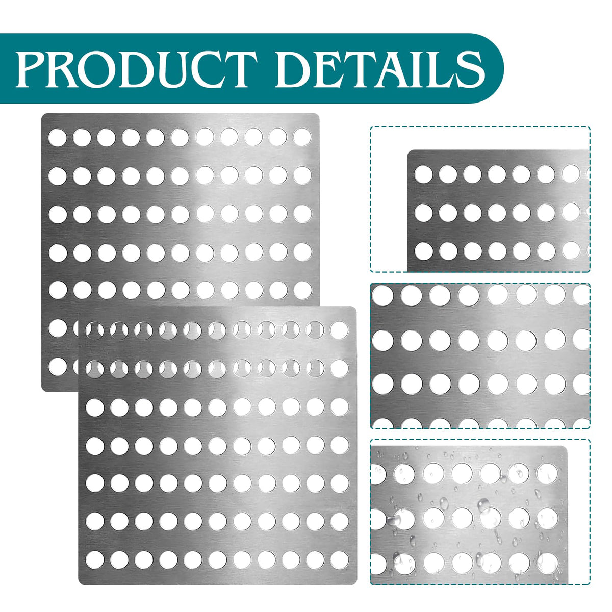 2 Pack Stainless Steel Drain Cover, Square Outdoor Drain Cover with Mesh Holes, Rustproof Drains Guard for Leaves & Debris, for Outdoor & Indoor