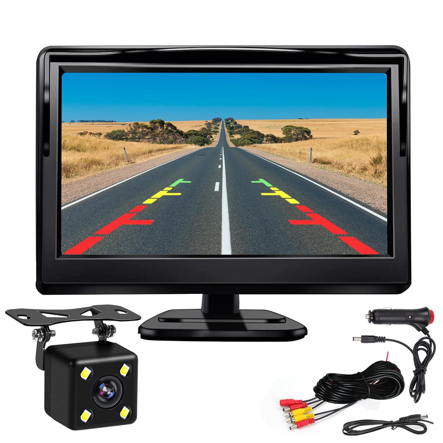 Kairiyard Backup Camera with 5inch Monitor, Car Rear View Reverse Camera HD Night Vision 170? Wide View Vehicle Back up Camera Systems IP69 Waterproof