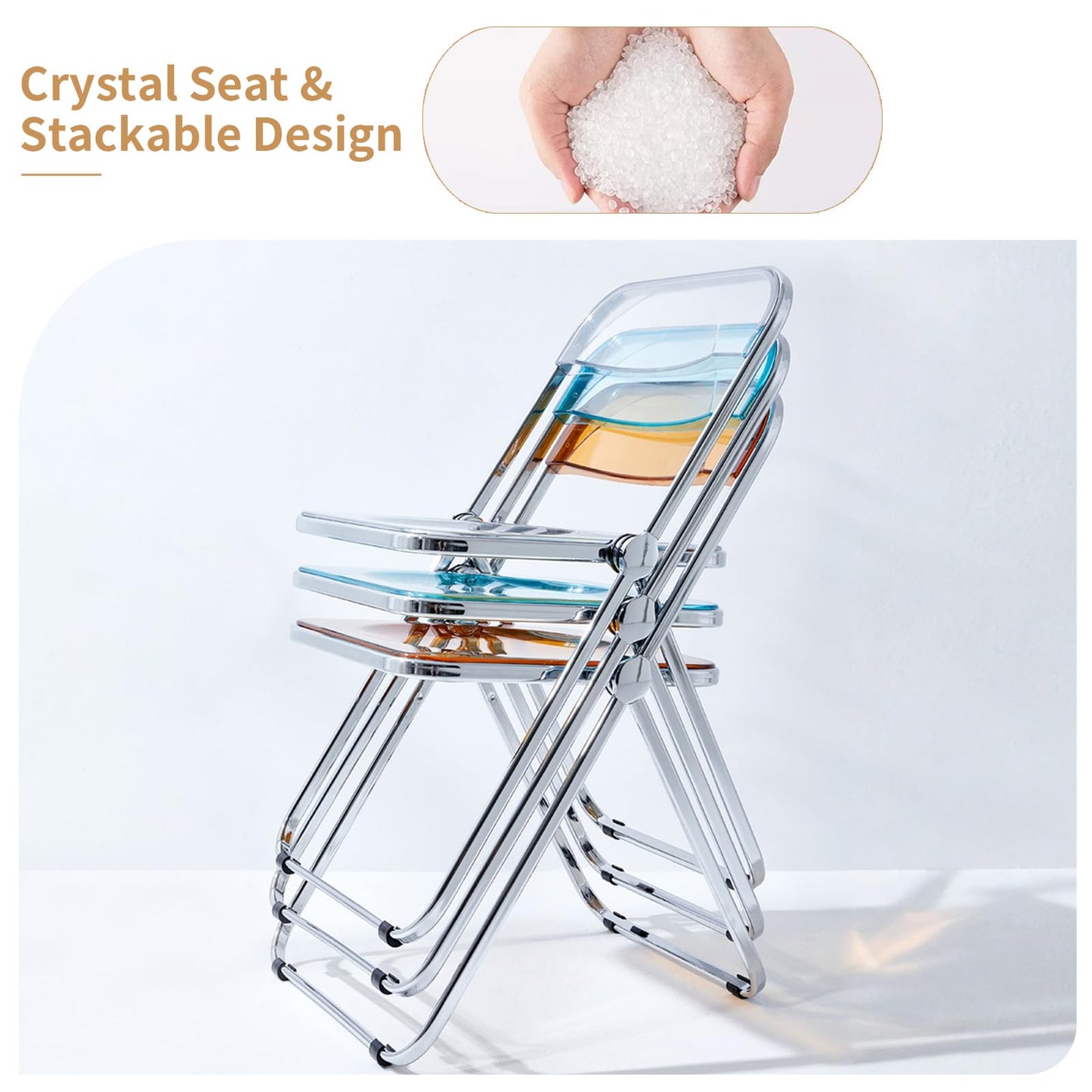 TAO ONE Acrylic Folding Chair Clear Morden Chrome Chair-Green