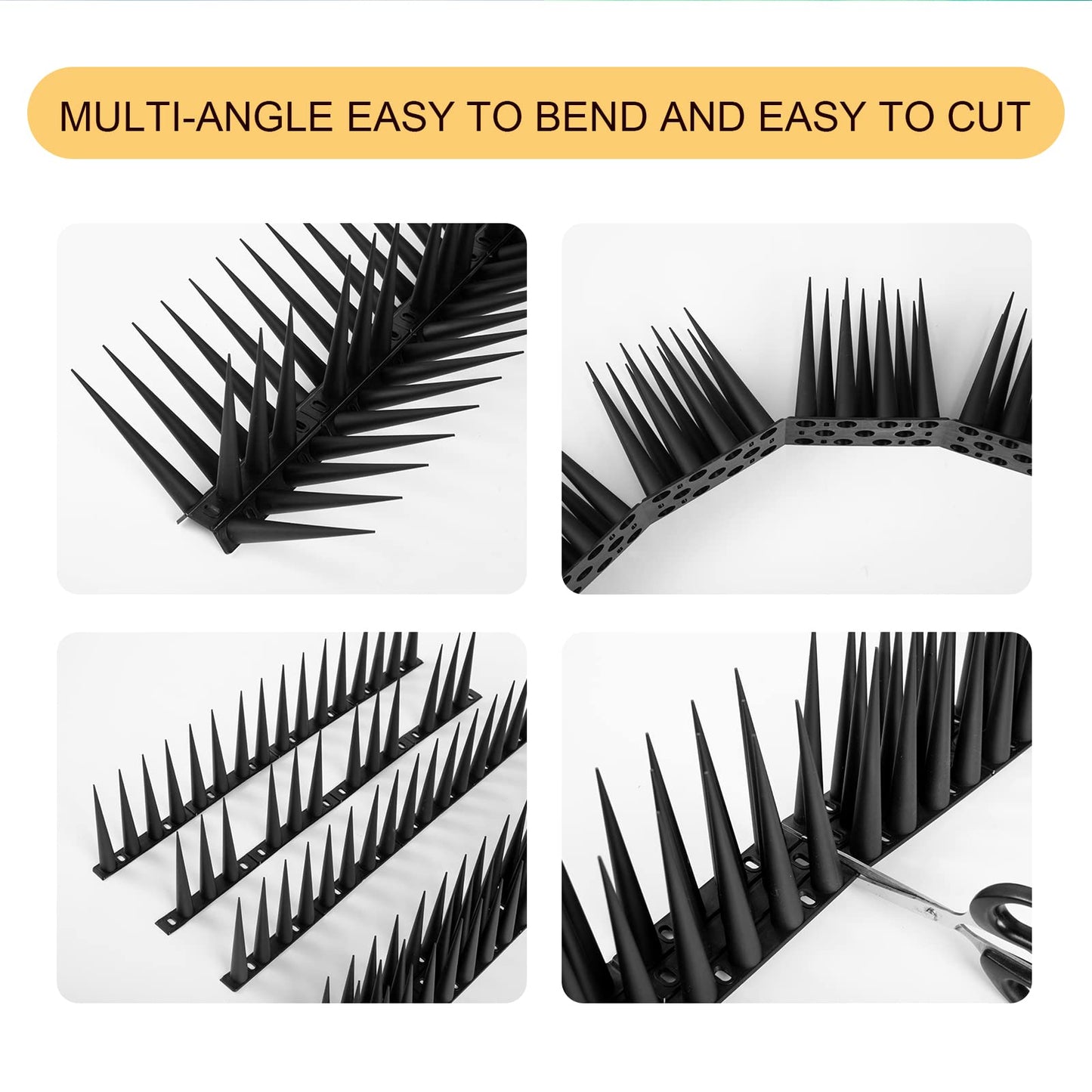 OFFO Bird Spikes High for Anti Pigeons Spikes to Keep Bird or Animals Away, Fence Spikes of Bird Deterrent Covers 12m, Height 10cm,Black