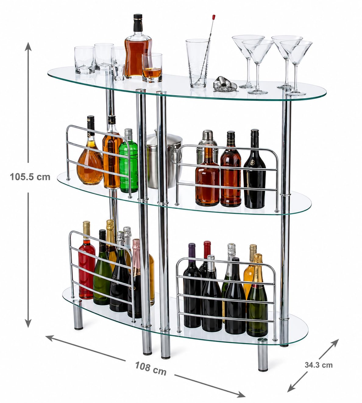 Mango Steam Contemporary Modern Home Liquor Bar (Euro, Clear)