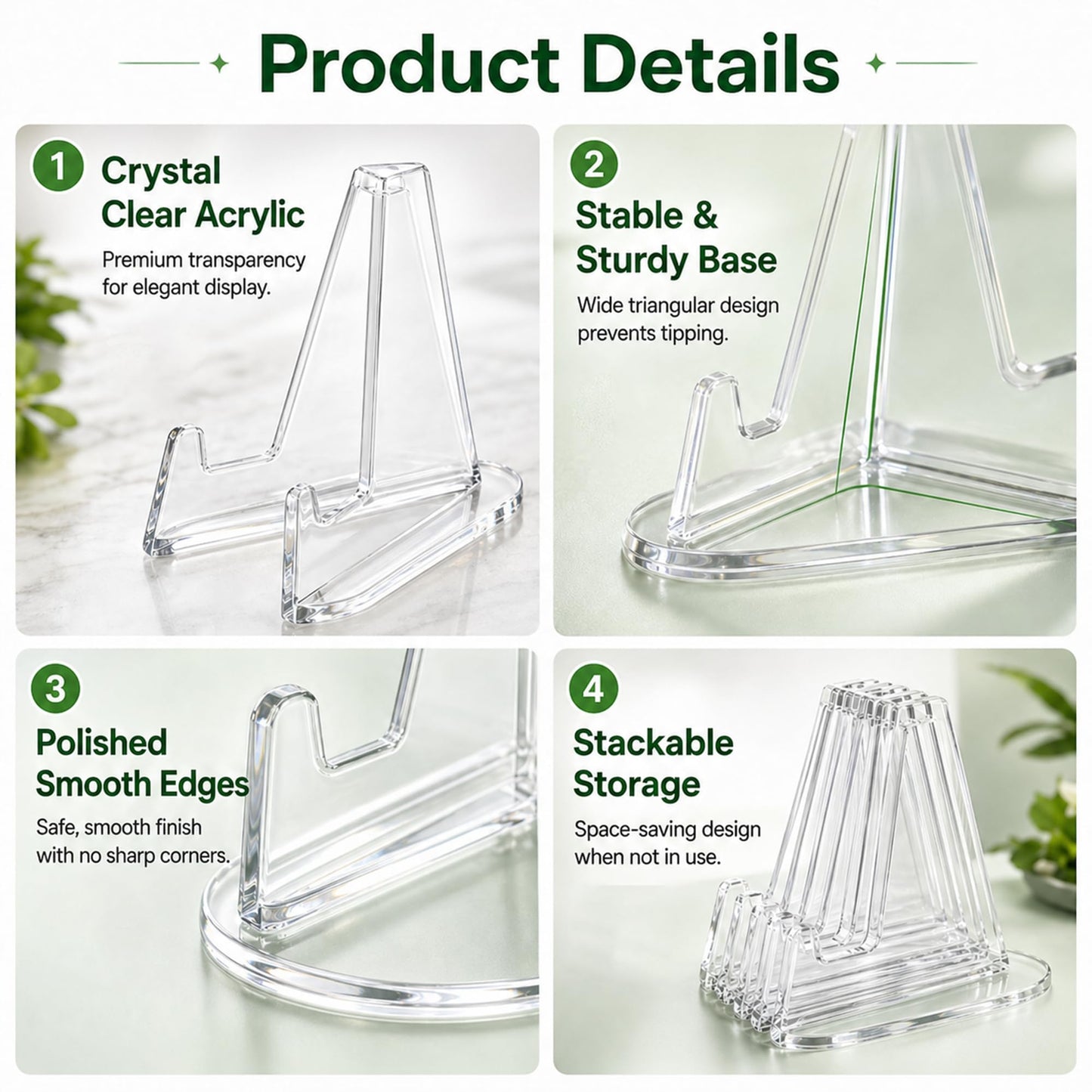 40Pcs Card Display Stand Mini Clear Acrylic Easel Stands Coin Display