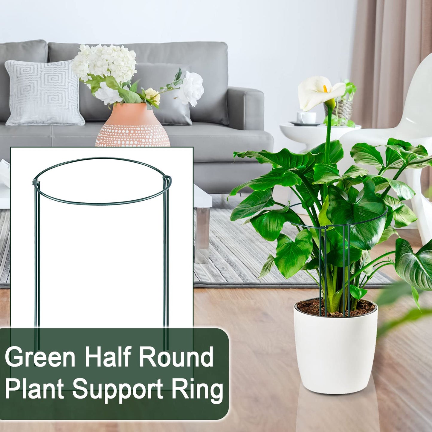 12 Pack Plant Support Stakes, Peony Cages and Supports Large 25cm Wide x 60cm High Tall Peony Ring Supports, Garden Plant Stakes for Outdoor Plants