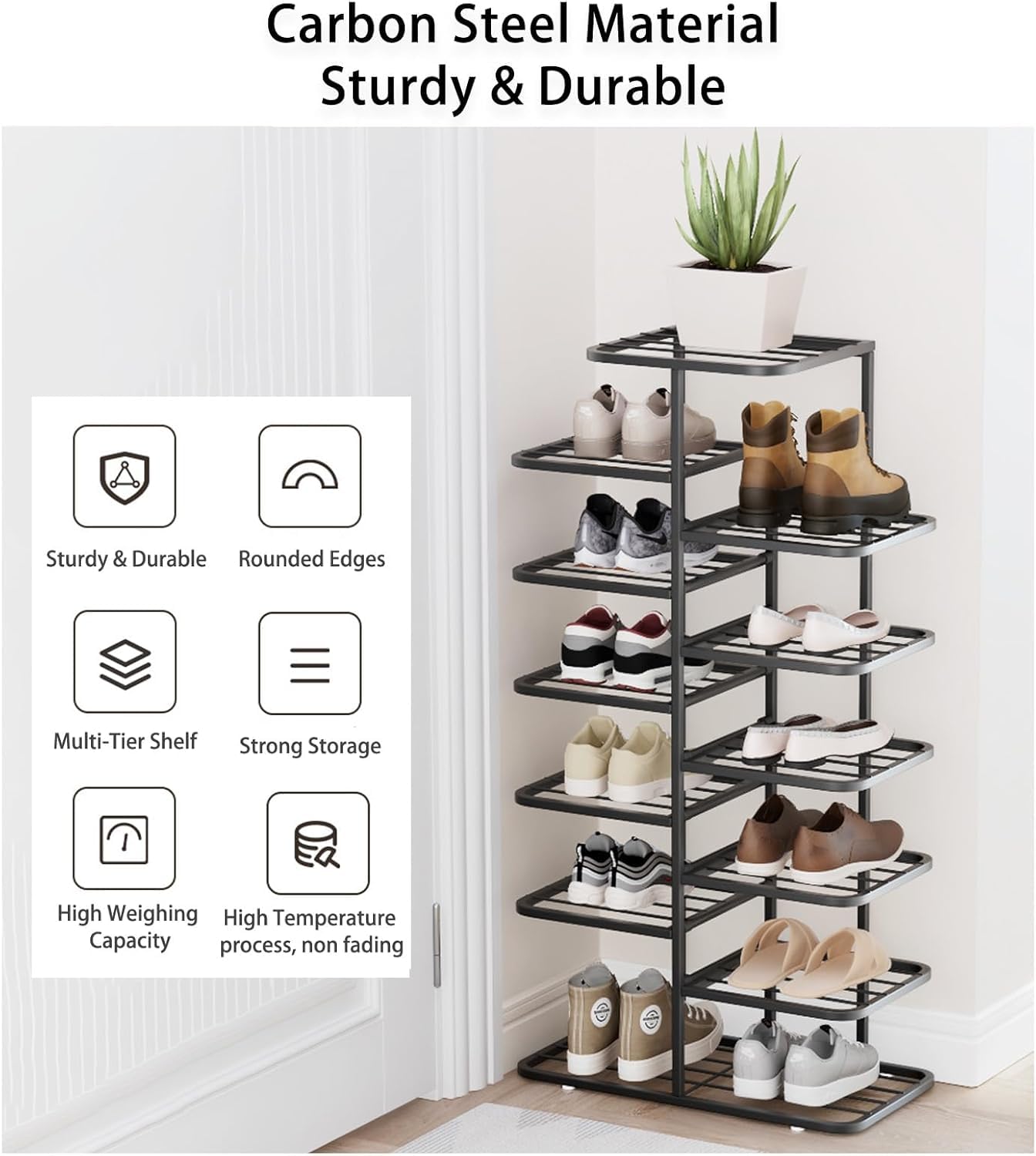YOUSIS Vertical Shoe Rack Gold Metal, Multi Tier Shoe Storage Organizer