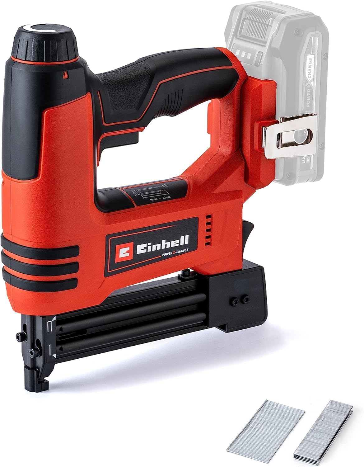 Einhell 18V Cordless Nail Gun, Power X-Change, 2-In-1 Brad Nailer & Stapler, 20 Shots Per Minute, Includes 300 Nails And 300 Staples (Battery And