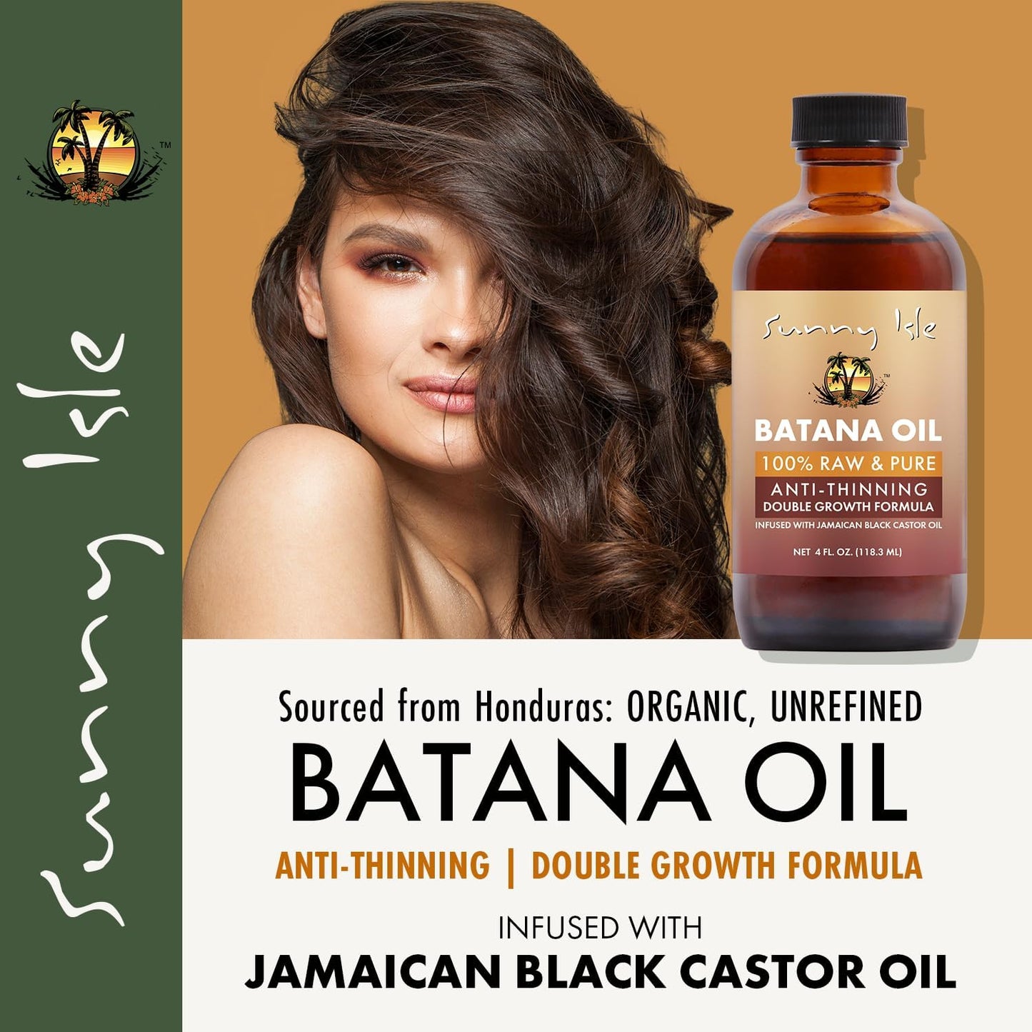 Sunny Isle 100% Raw & Pure Anti-Thinning Batana Oil Batana and Jamaican black castor oils 118.3 ml/4.0 oz