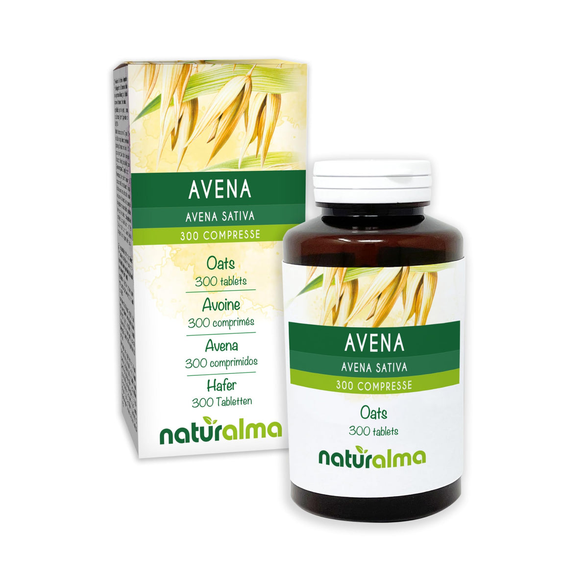Oats (Avena Sativa) Tops Naturalma - 150 g - 300 Tablets - Food Supplement - Natural and Vegan