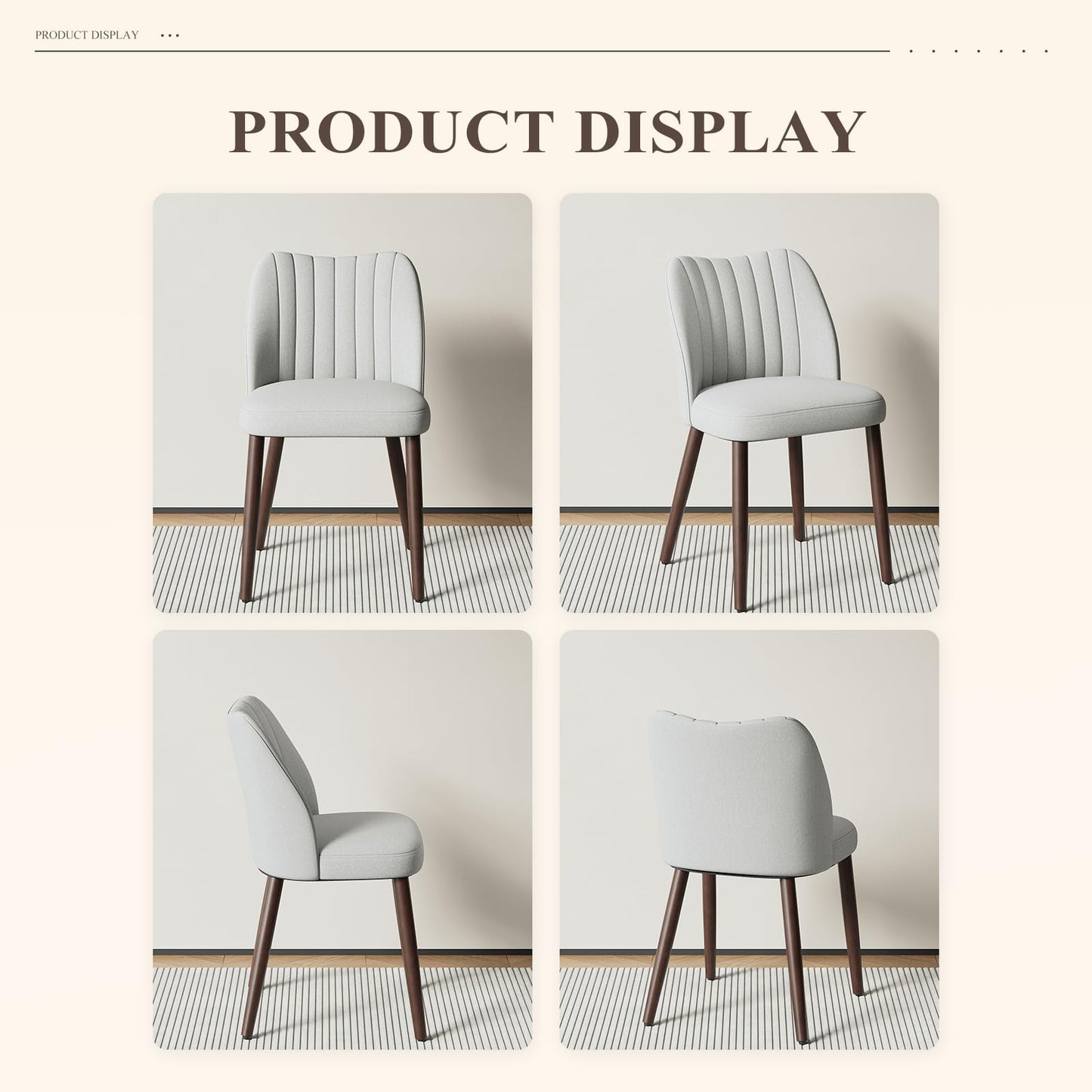 MALOL Upholstered Dining Chairs Set of 4, Fabric Chairs for Dining Room with Solid Wood Legs and Thick Seat Cushion