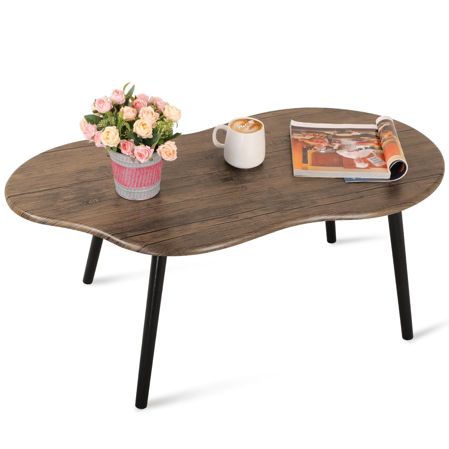 FEUFOAM Small Coffee Table Irregular Wood Grain Desktop Coffee Tables Simple Modern Cloud Shaped Center Table Floor Standing Table For Living Room