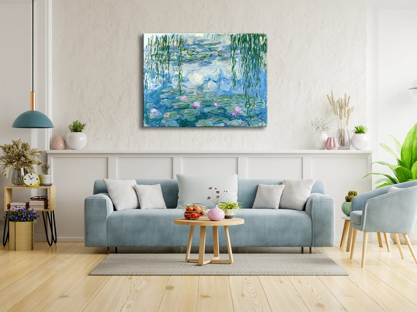 Wieco Art - Water Lilies by Claude Monet Oil Paintings Flowers Reproduction Giclee Canvas Prints Modern Landscape Artwork Picture Printed on Canvas