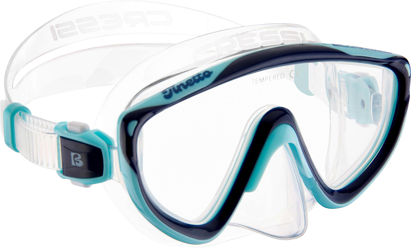 CRESSI Tinetto & Iguana Dry Blue Navy/Ice Cyan - Kids Snorkeling Kit (Mask & Snorkel) for Children from 6 to 10 Years Old, Blue Navy/Ice Cyan