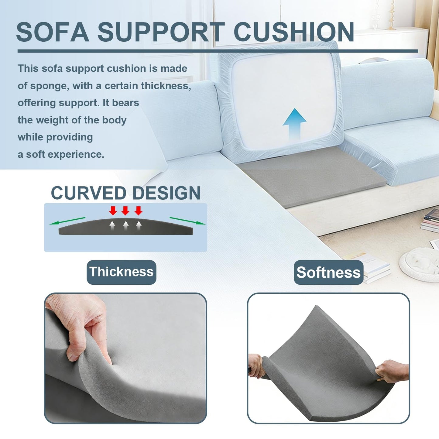 CAAGGMM Sofa Cushion Support, 2 Pack 50.5 x 50.5 cm Couch Cushion Support, Foam Sofa Supportive Boards, Cushions Sag Repair Replacement
