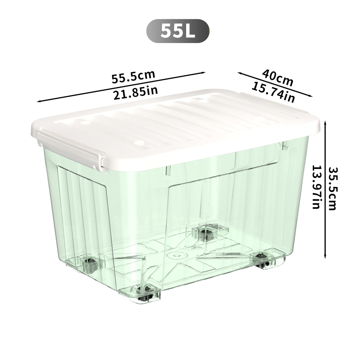 Cetomo 55L*3 Plastic Storage Boxes with Wheels, Lidded Storage Box with Secure Side Latches, PP Nestable and Stackable Clear Organizer for Home