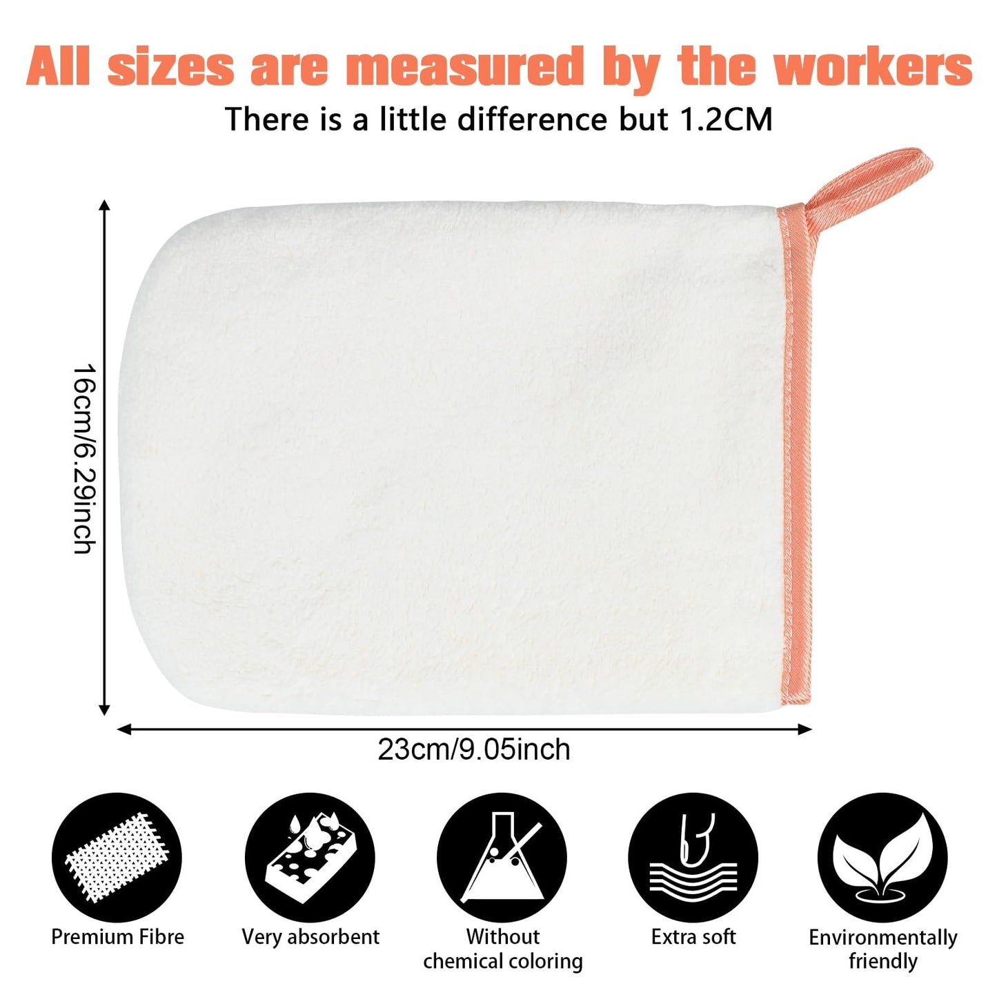 PHOGARY Microfiber Face Cloths for Washing Face, Soft Absorbent Wash Mitts, Coral Fleece Facial Body Wash Cloths, Adult European Bath Mitt