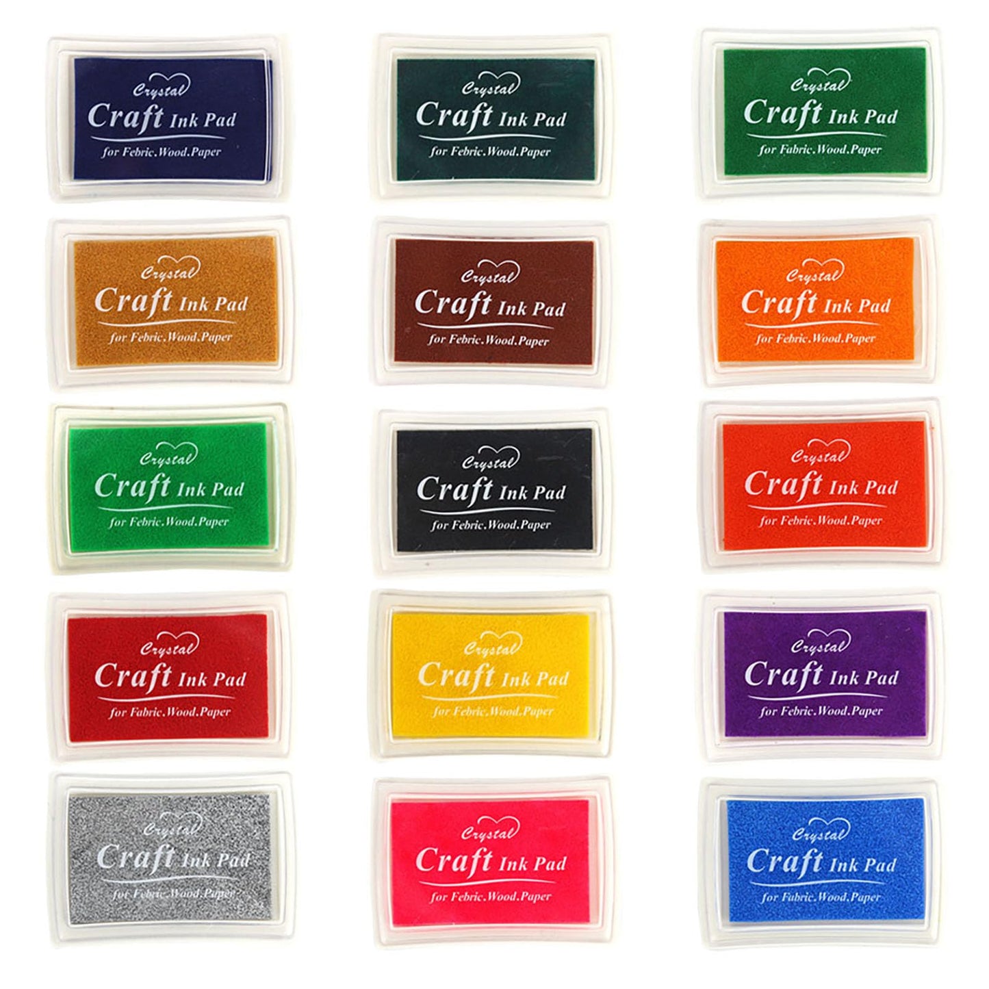 15 Piece Color Ink Pad, Ink Pad Set, Stamp Pads, Environmentally Friendly and Non Toxic, for Scrapbooking, Card Making, Paper Craft, Fabric,