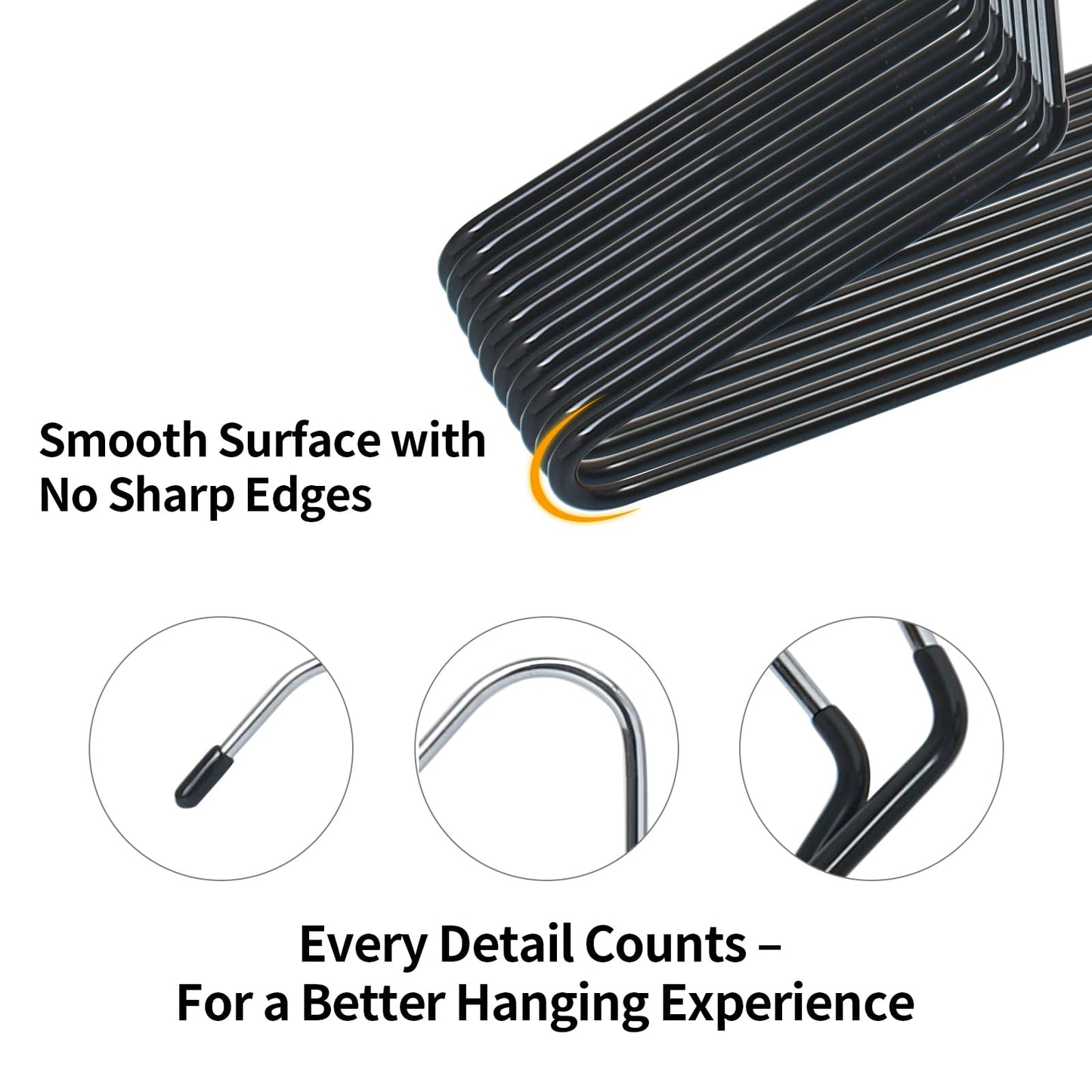Hangerman 20 Pack Trouser Hangers - Open-Ended Metal Pants Hangers for Trousers, Jeans, Scarves, Towels, Space Saving Non-Slip Coating Design (Black)