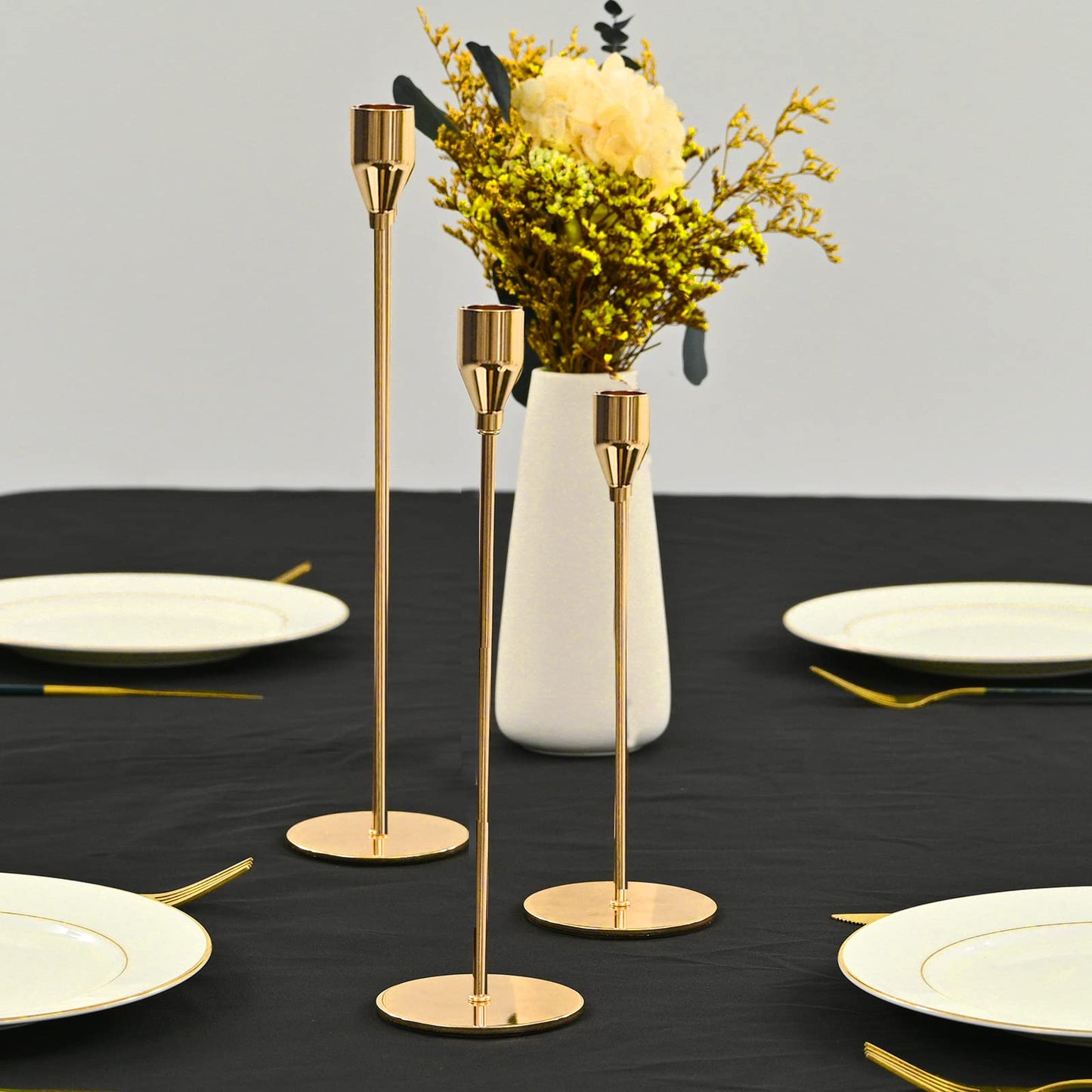 Set of 18 Candle Holders Gold Taper Candlesticks Fits 3/4 Inch Thick Candles, Metal Tall Candle Stand for Wedding, Home Decor, Candlelight