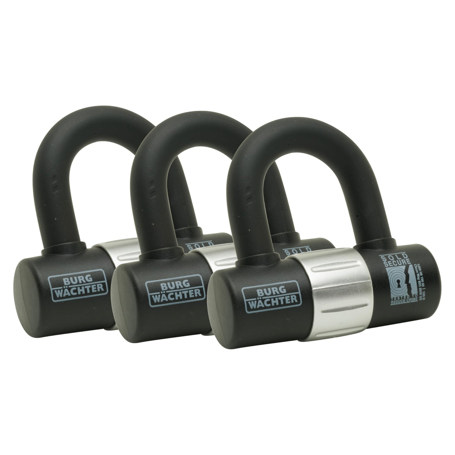 Burg-W?chter 100D Sold Secure Gold Pack, Black, Trio Keyed Alike U Locks