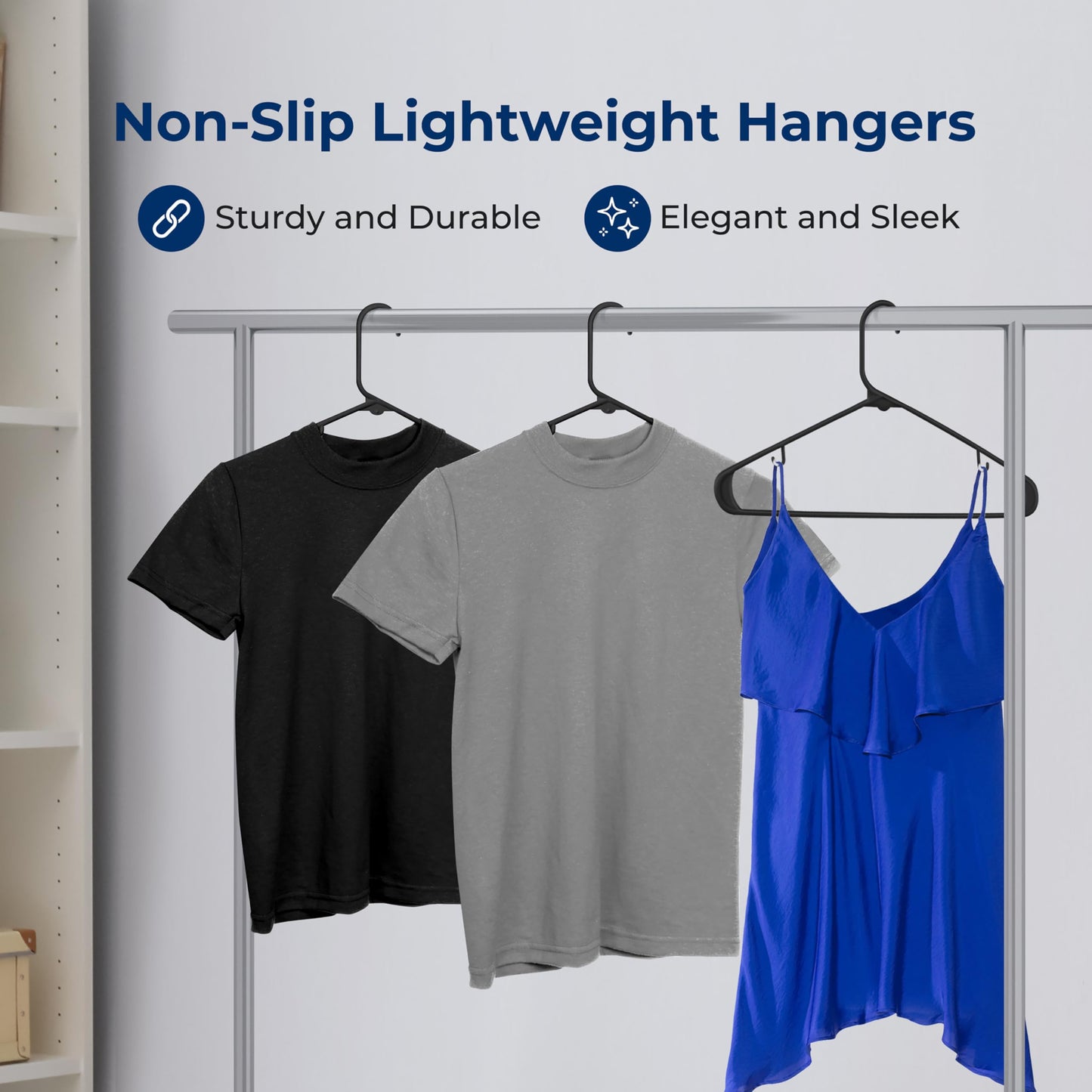 SereneLife Plastic Hangers 100 pcs, Non-Slip Heavy Duty Clothes Hanger Set with 360° Swivel Hook, Smooth Finish to Protect Fabric, Lightweight