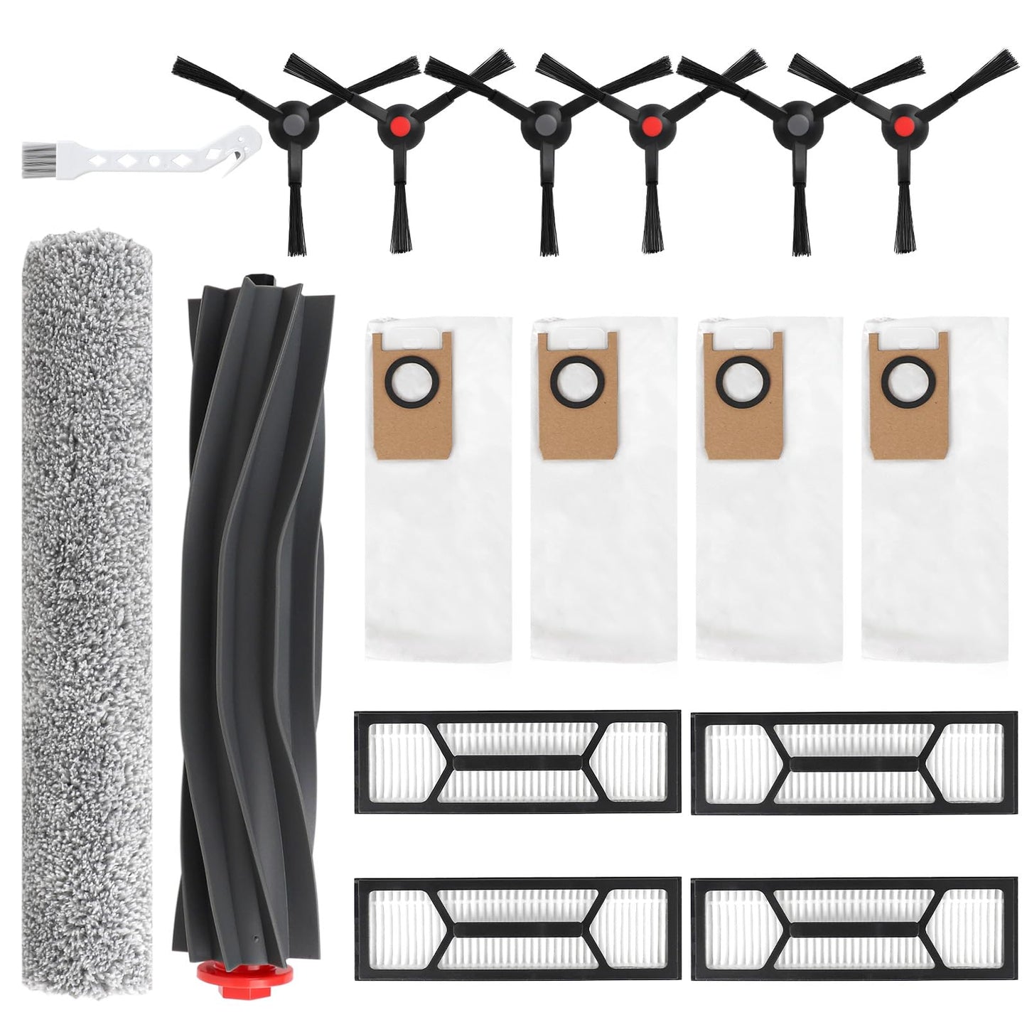 Feilifan 17 PCS Accessories Kit for eufy Omni S1 Pro/Omni S1 Robot Vacuum Cleaner, Replacement Parts Main Brush, Rolling Mop, Side Brush, Washable
