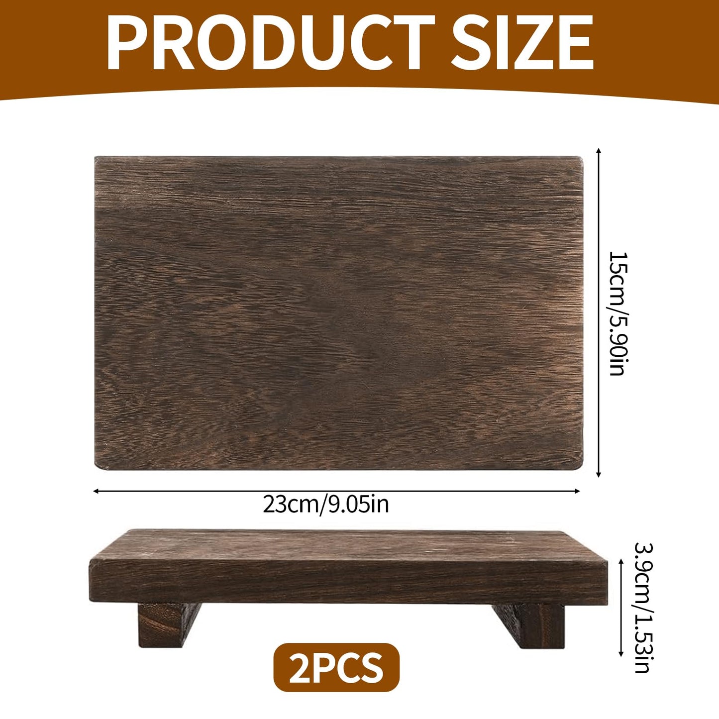 2 Pcs Wooden Trays for Display, Candle Tray Kitchen Decor Wooden Display Stand for Bottles Candle Home Decoration