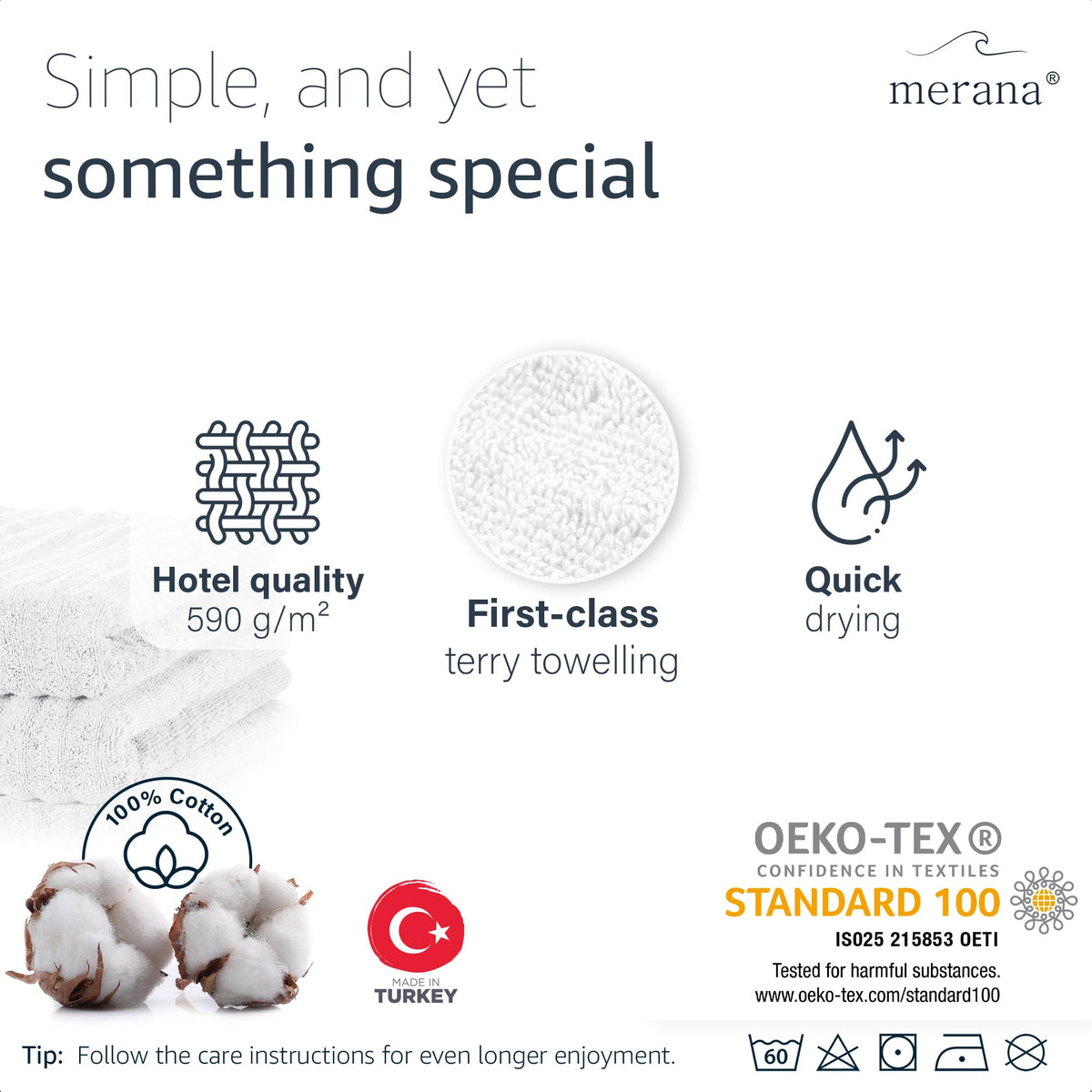 Merana OSLO towel set | quick-drying, soft & lint-free | terry luxury quality | 100% cotton terrycloth | OEKO-TEX | 590 GSM