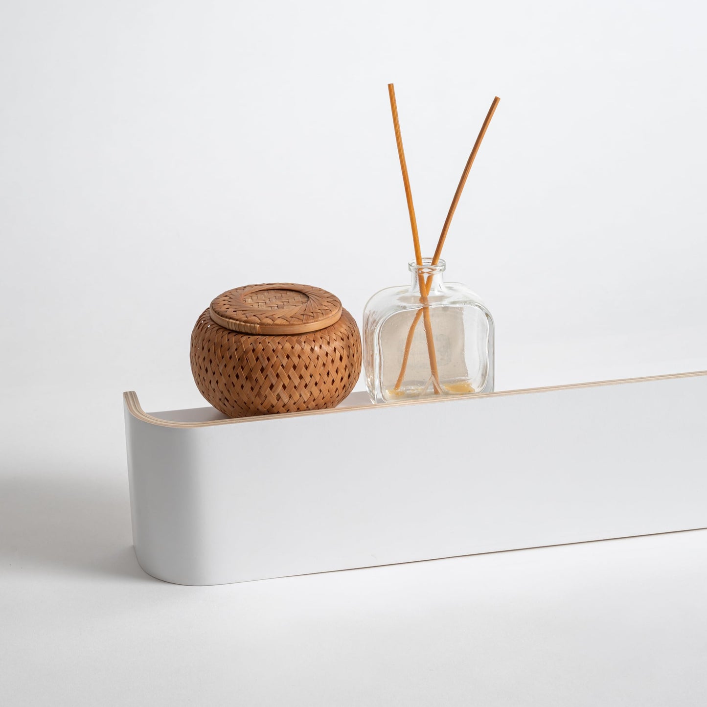 Kazai. Wall-Mounted Coat Rack 'Toke' | Modern Design Coat Rack with Hidden Wall Hooks | Solid Wood Veneer Panel Coat Hanger | White