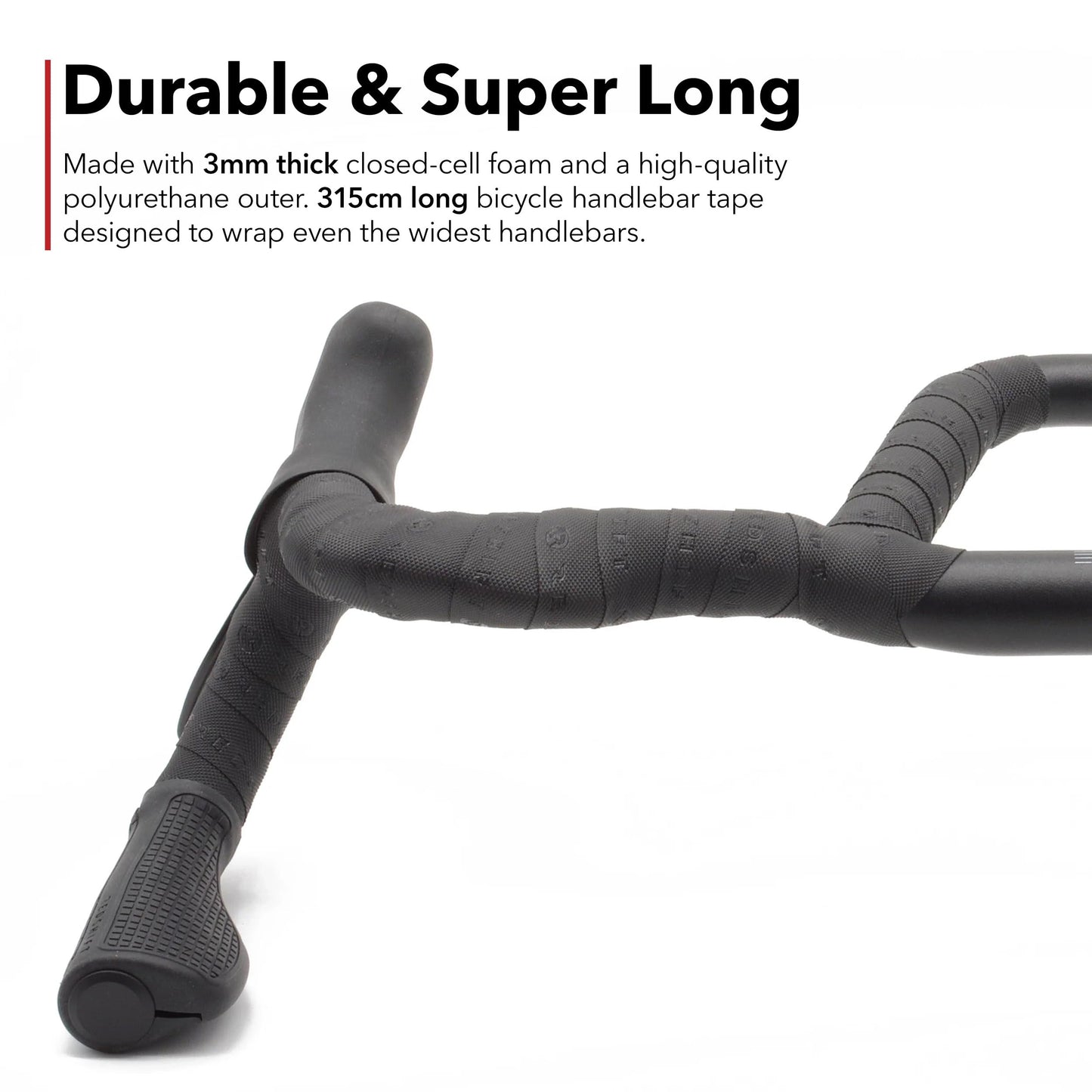 REDSHIFT Really Long Bike Handlebar Tape for Road Bikes, Gravel, Fixie Bicycles Drop Bar Handle Wrap, Ergonomic Comfort Cycling Accessory, 315cm Long,