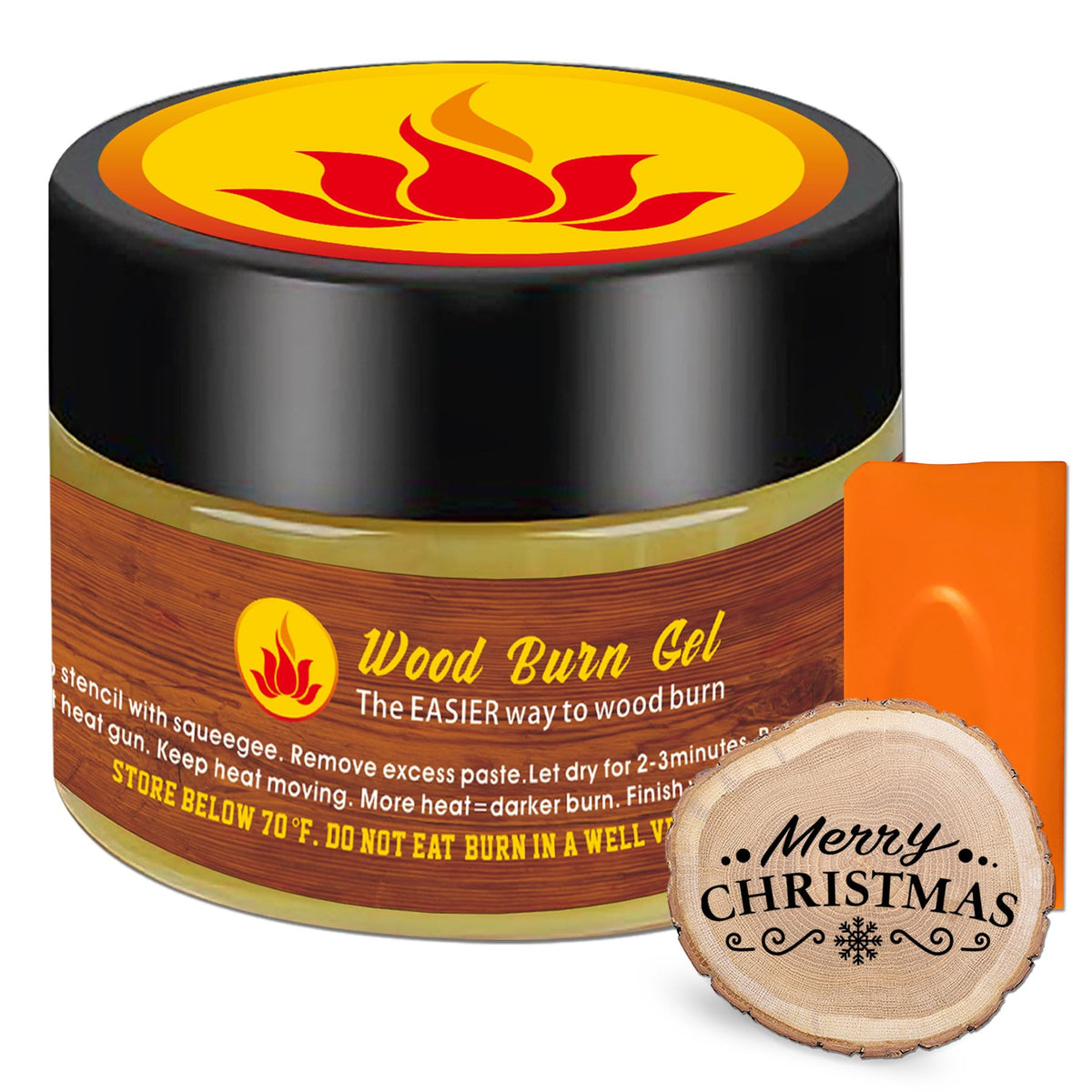 Wooden Burning Paste, 4 OZ Wood Burn Gel with Silicone Squeegee for Crafting, Drawing and DIY Arts, Create Beautiful Art in Minutes, Personalize your