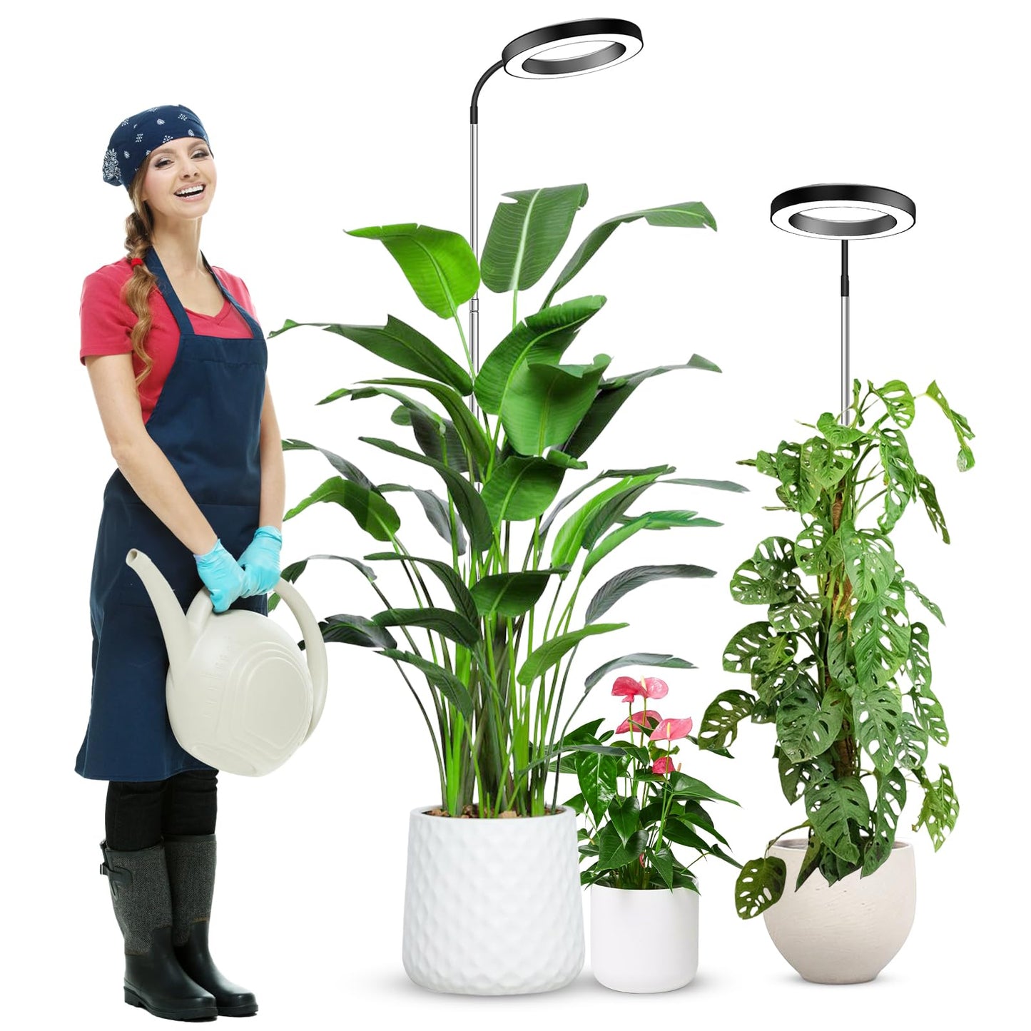 wolezek 80 LEDs Grow Light, 65in Grow Lights for Indoor Plants Full Spectrum, 3 Colors Plant Lights Indoor with 360Gooseneck, 6/12/16H Timer, 5