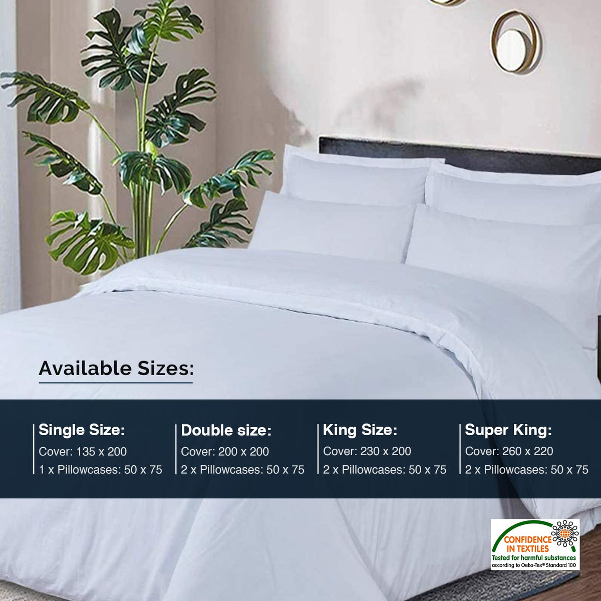 DTEX HOMES Duvet Cover 100% Pure Cotton Hotel Quality 800 Thread Count Duvet Set with Pillowcases Easy Care and Super Soft Luxury Bedding Double Duvet