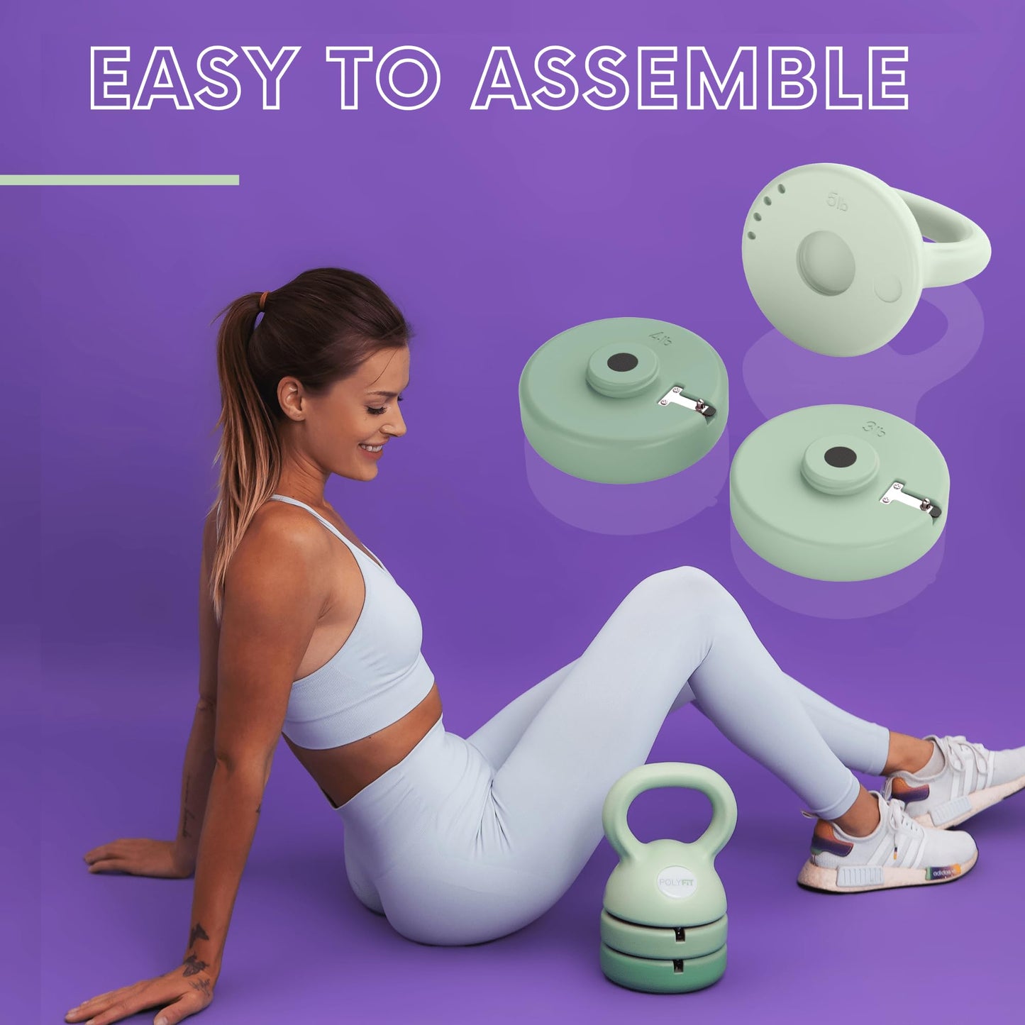Polyfit Adjustable Kettlebell - 5 lbs, 8 lbs, 12 lbs Kettlebell Weights Set for Women