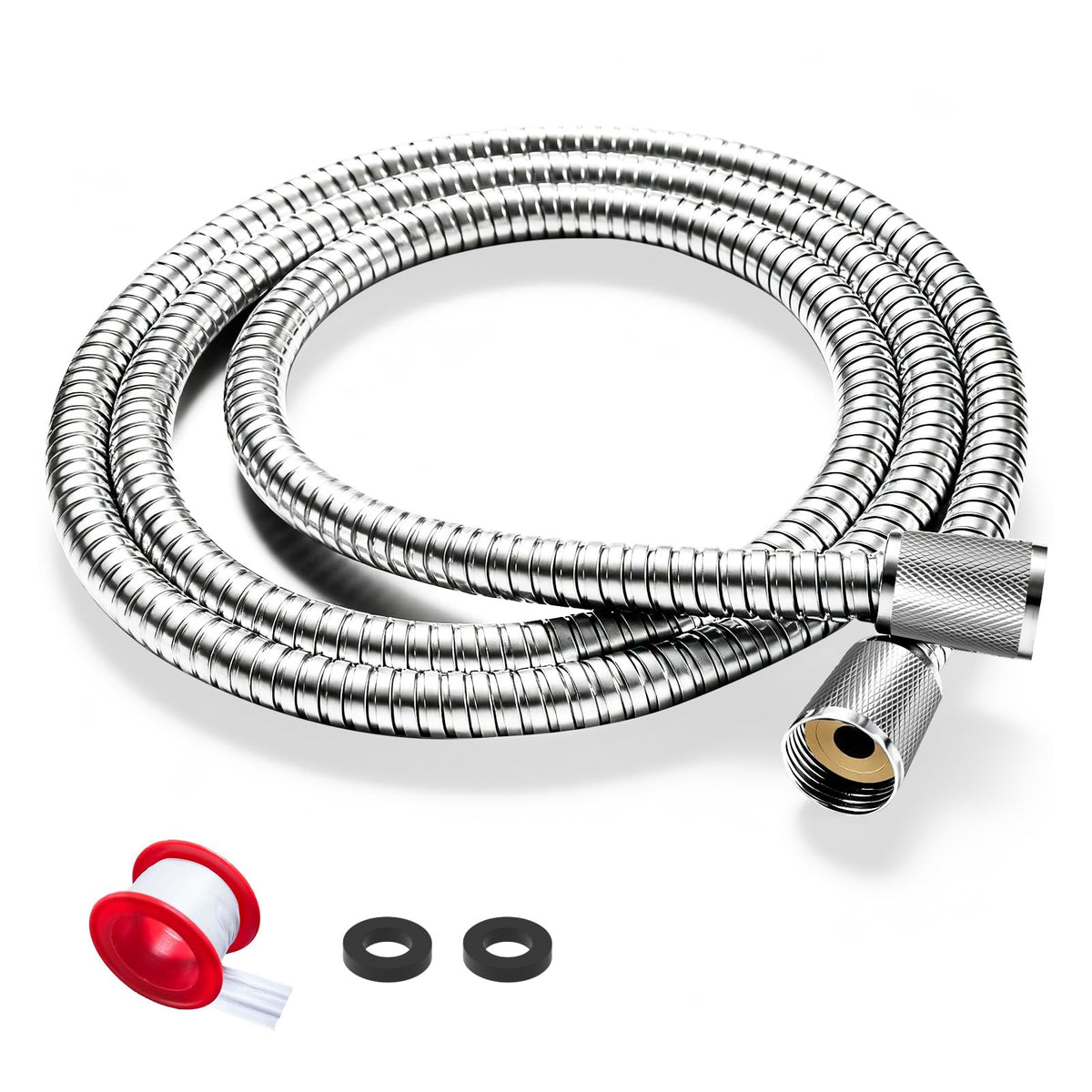 FEELSO Stainless Steel Shower Hose 1.8m, Leakproof Universal Standard G1/2 Long Shower Hose for Anti-Explosion & Anti-Kink & High Pressure Resistant,